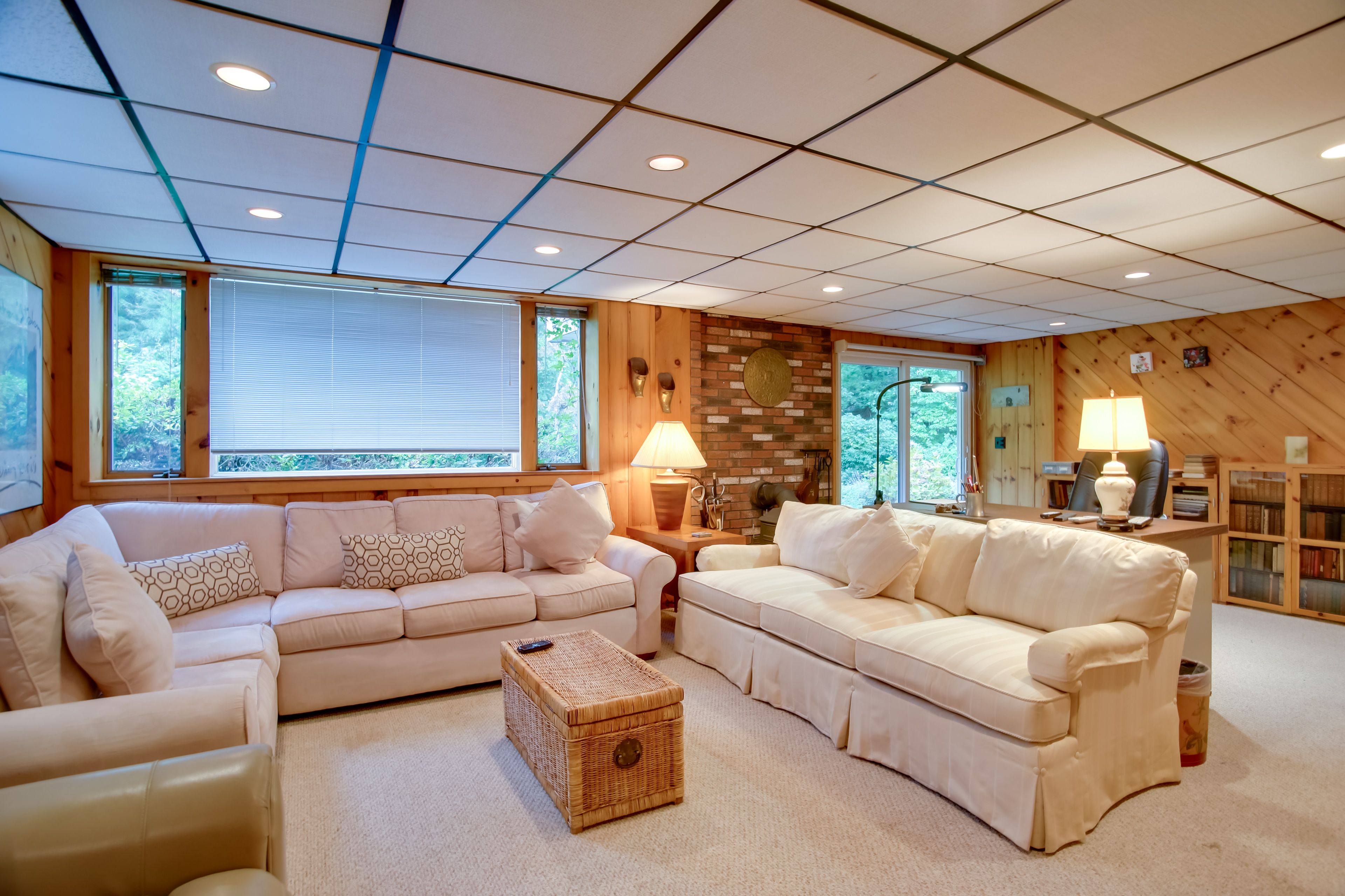 Living Area | Work Desks | Wood-Burning Stove | Ping-Pong Table | Lower Level