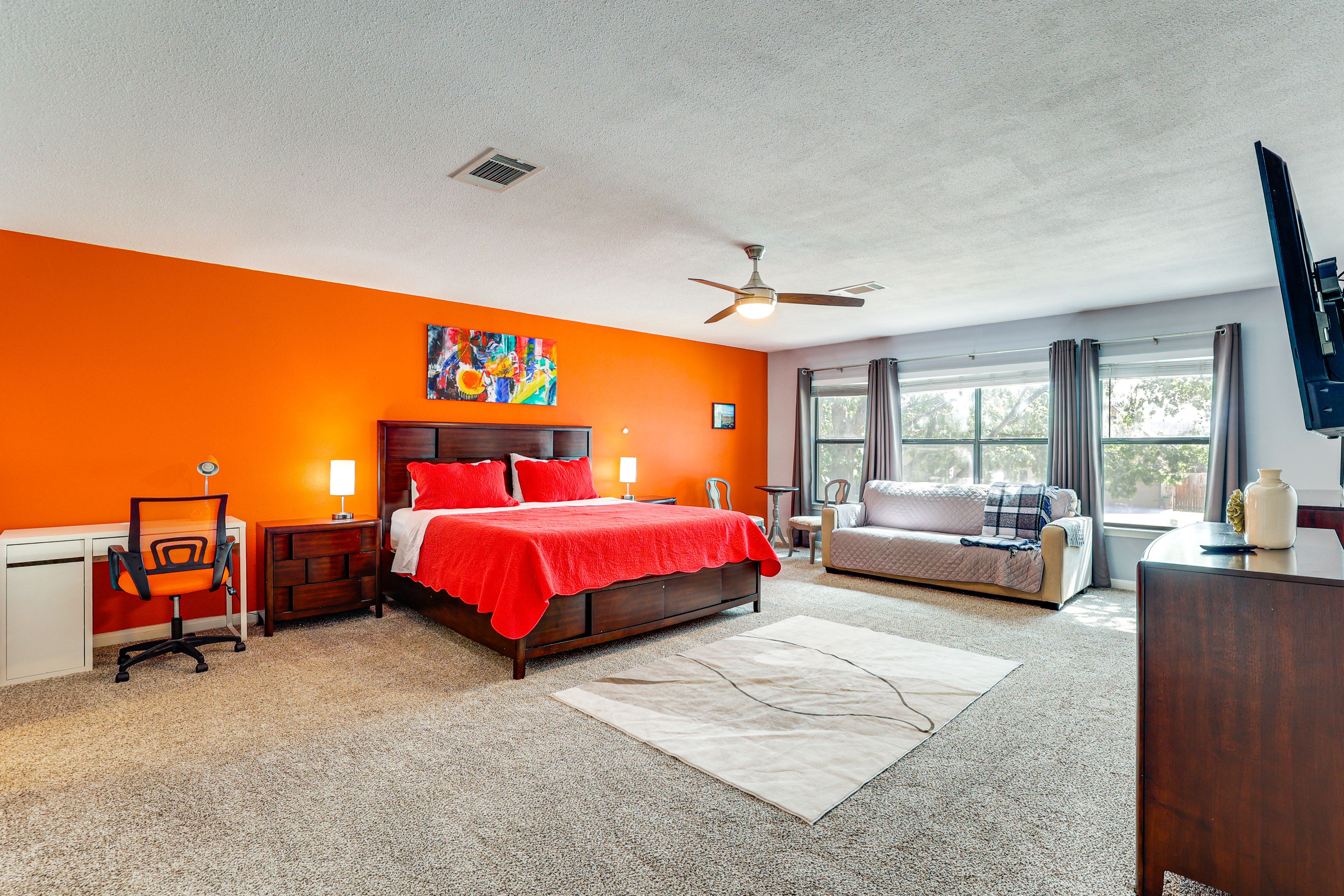 Bedroom 1 | 2nd Floor | King Bed | Queen Sleeper Sofa | Smart TV
