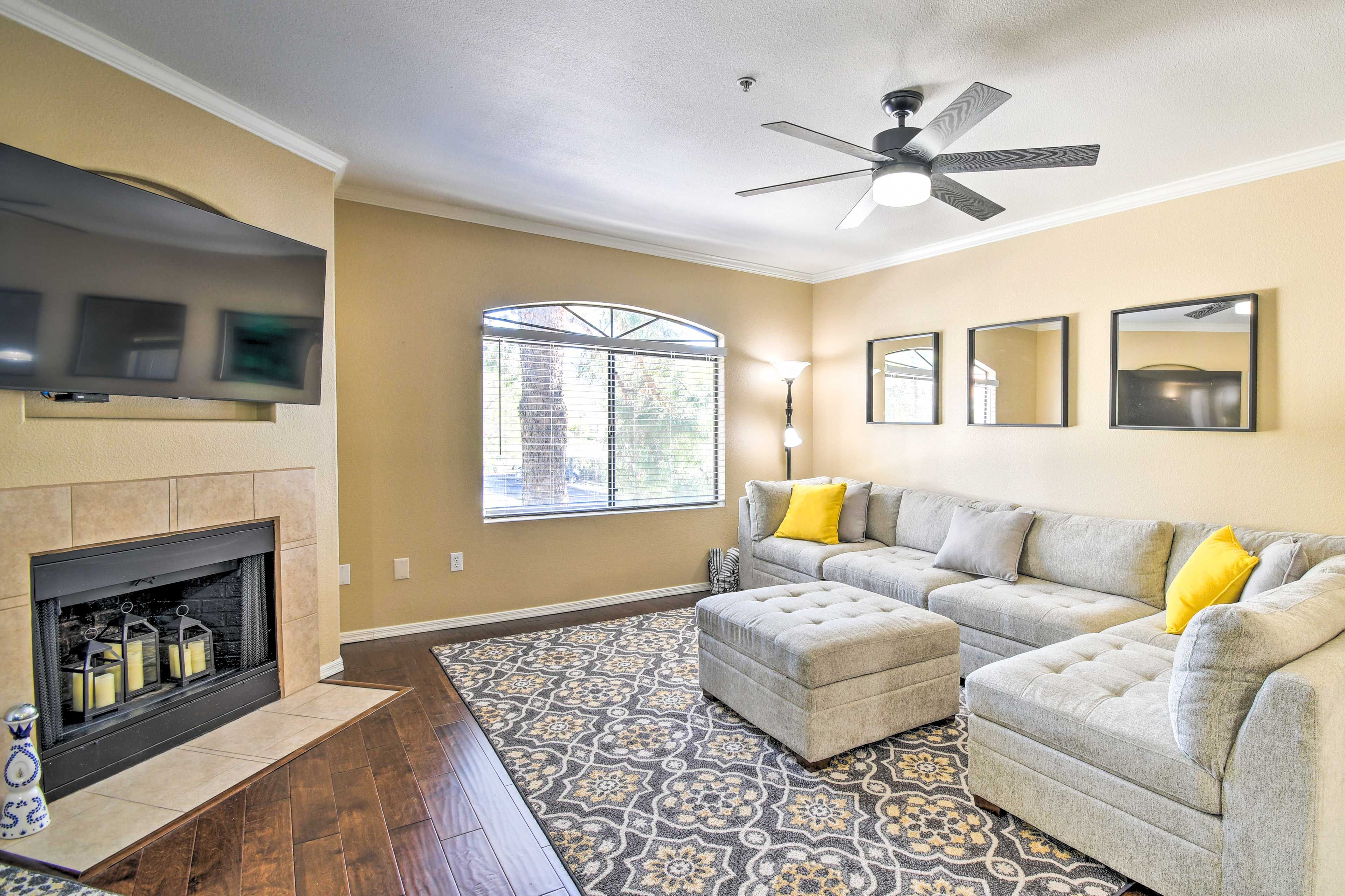 Living Room | 2nd-Floor Condo | Walkable Location