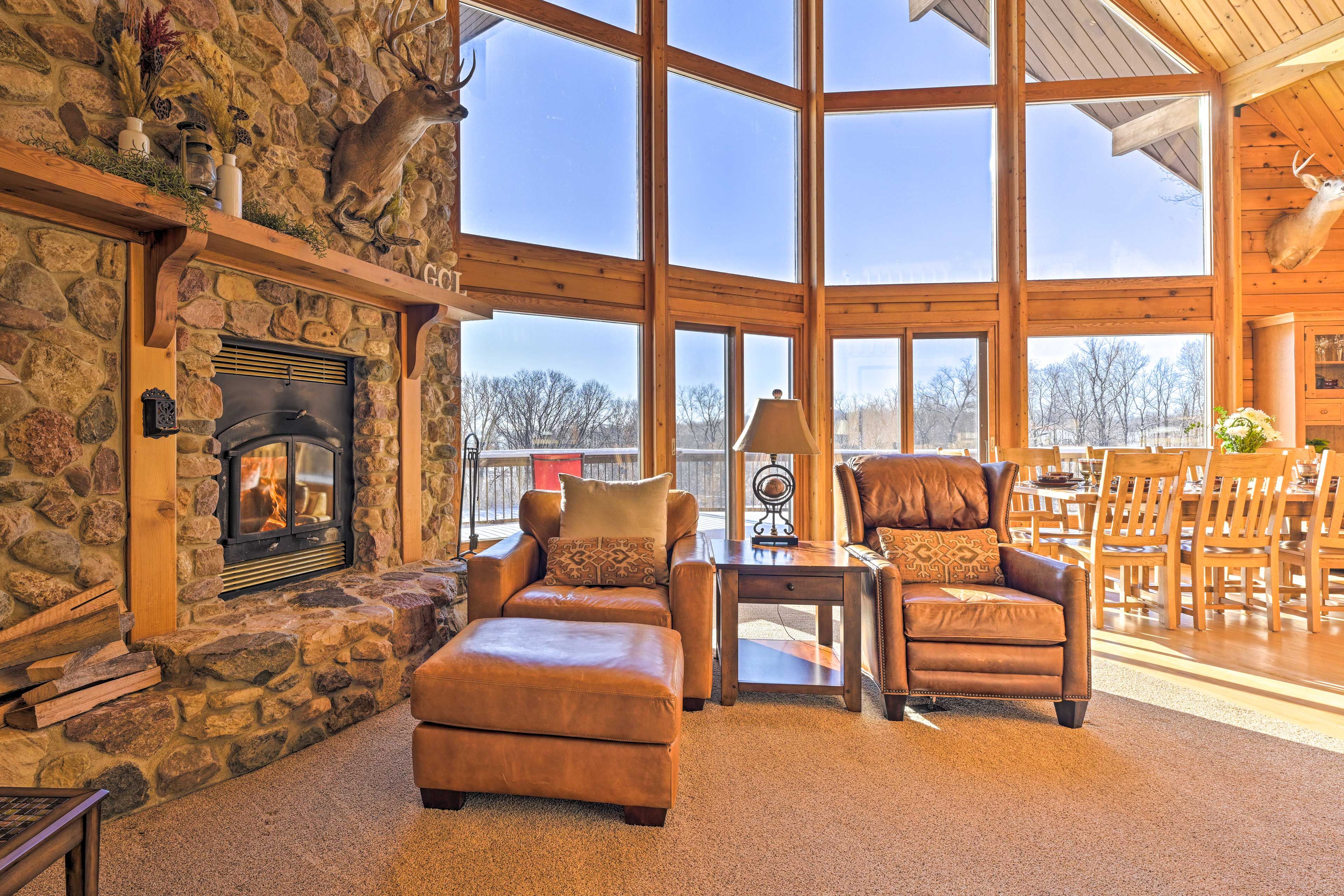 Living Room | Wood-Burning Fireplace | 1st Floor