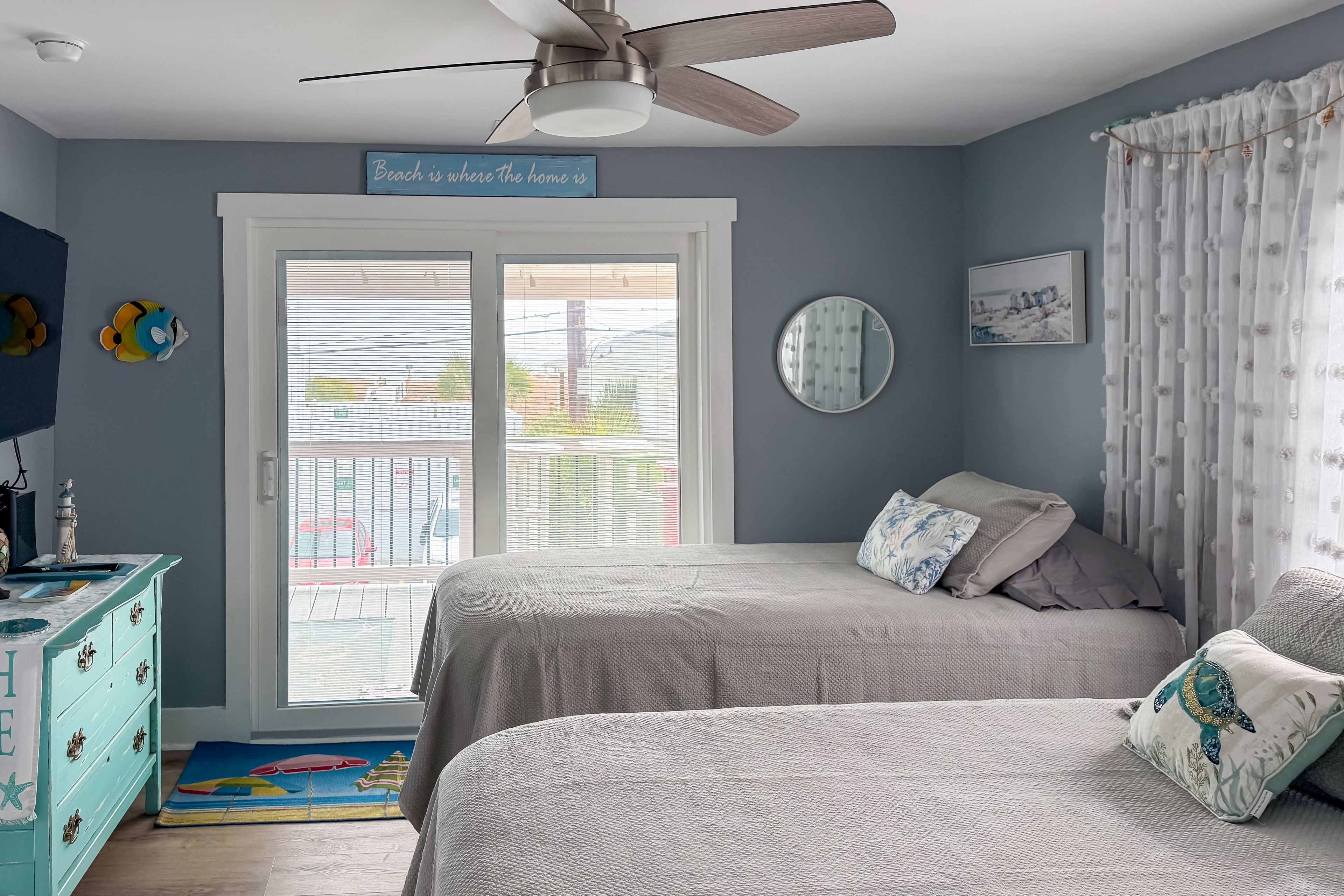 Bedroom 1 | 2 Twin XL Beds | Smart TV w/ Cable | Deck Access