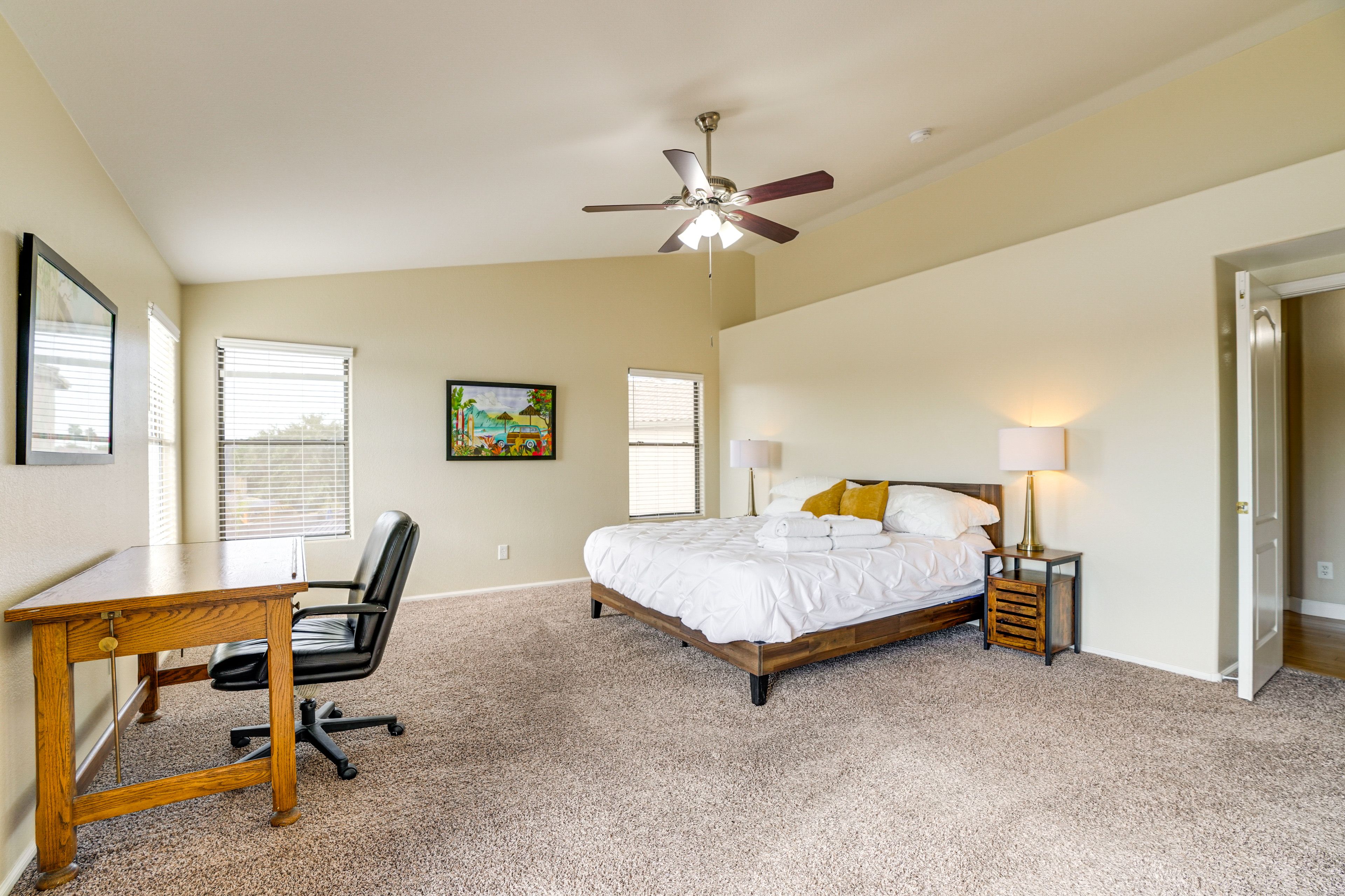 Bedroom 1 | King Bed | En-Suite Bathroom | Private Balcony | Desk