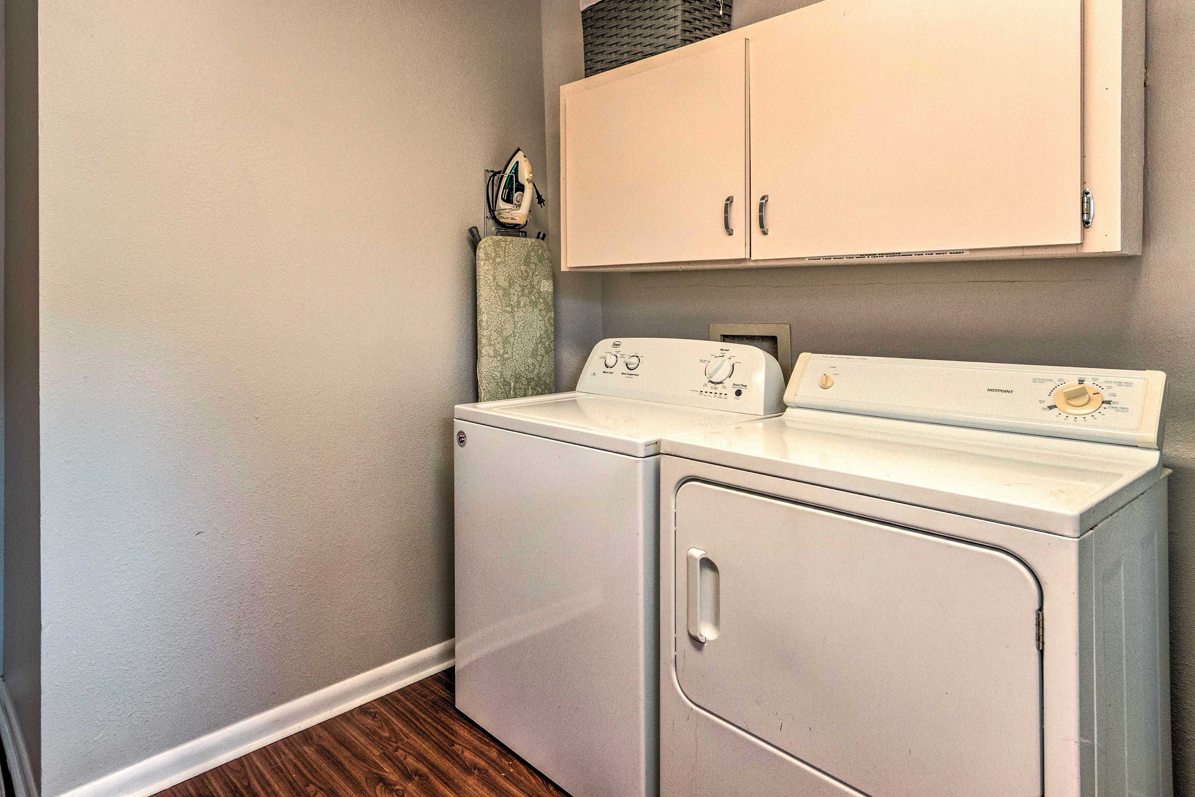 Laundry Area | Washer/Dryer | Iron/Board | Hangers | Trash Bags/Paper Towels