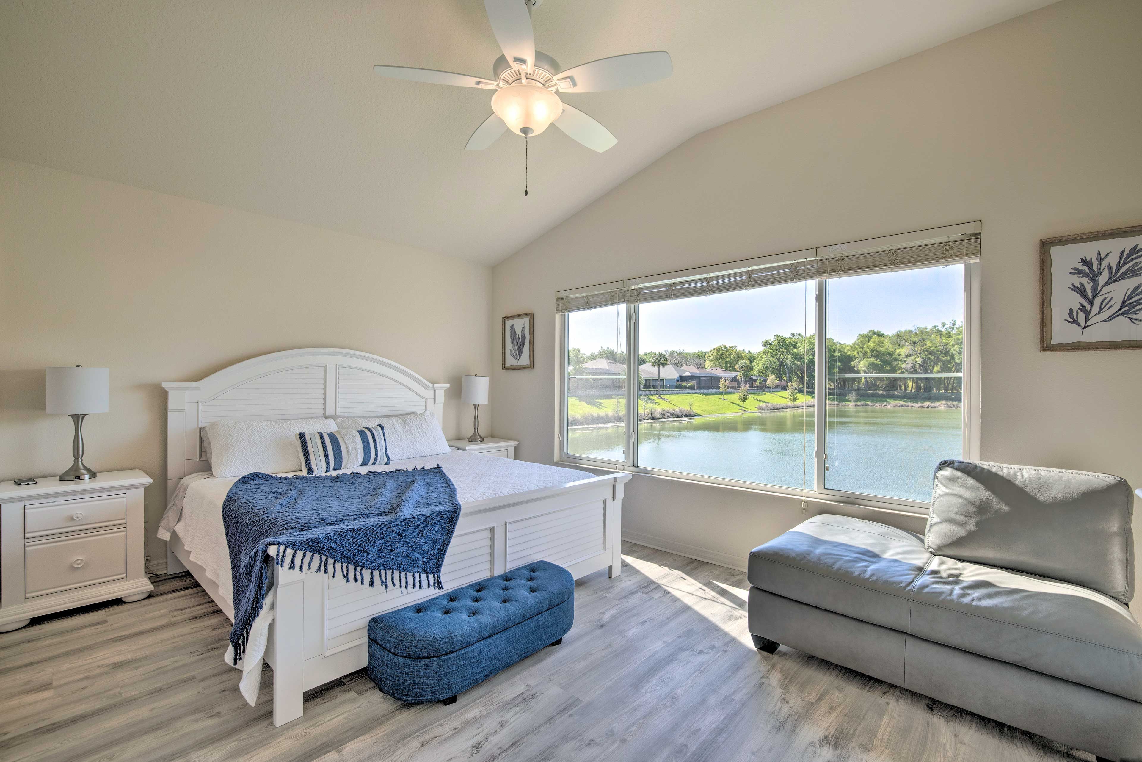 Bedroom 1 | King Bed | Linens Provided | Lake Views