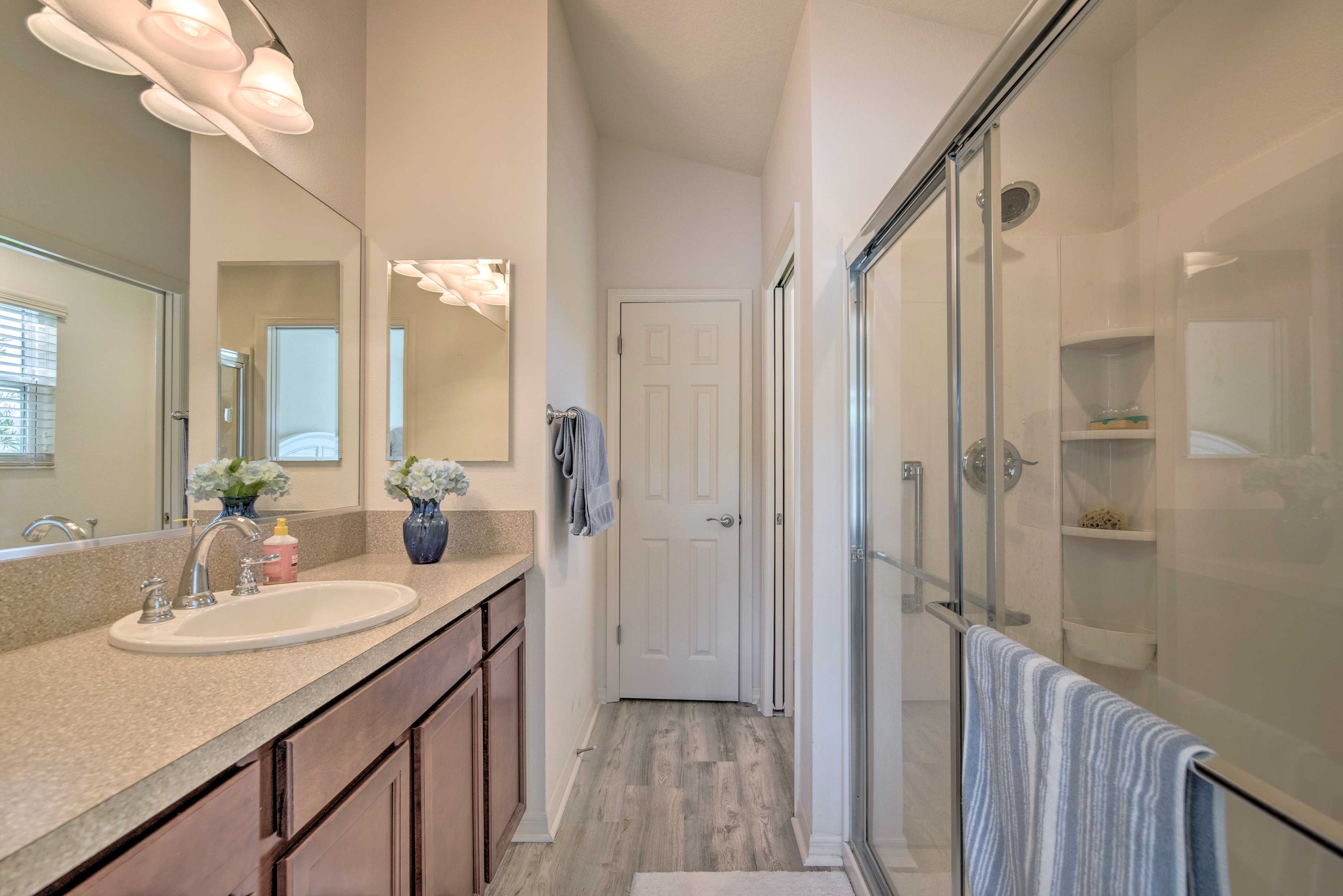 Full Bathroom | Access via Bedroom 1 | Towels Provided | Grab Rails in Shower