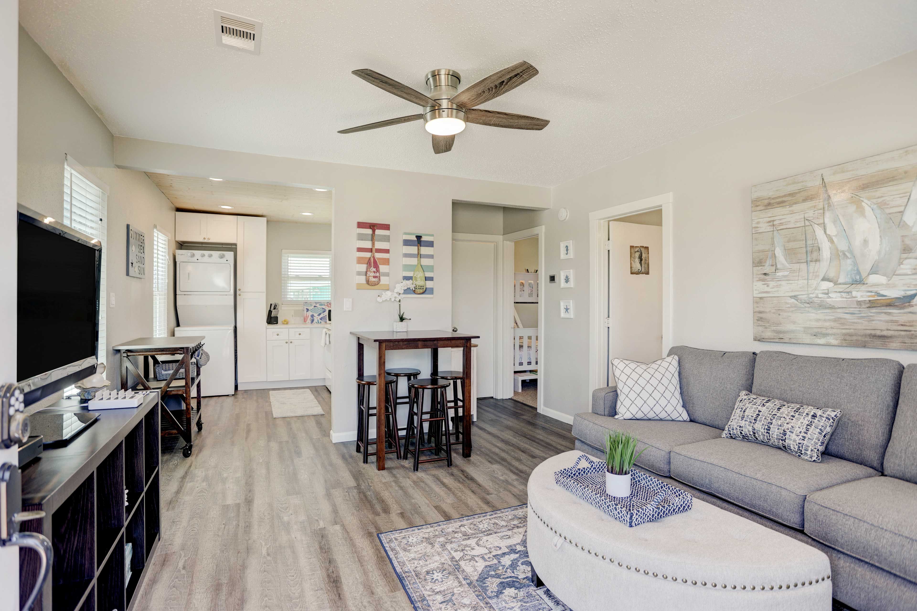 Galveston Vacation Rental | 2BR | 1BA | 625 Sq Ft | Stairs Required to Access