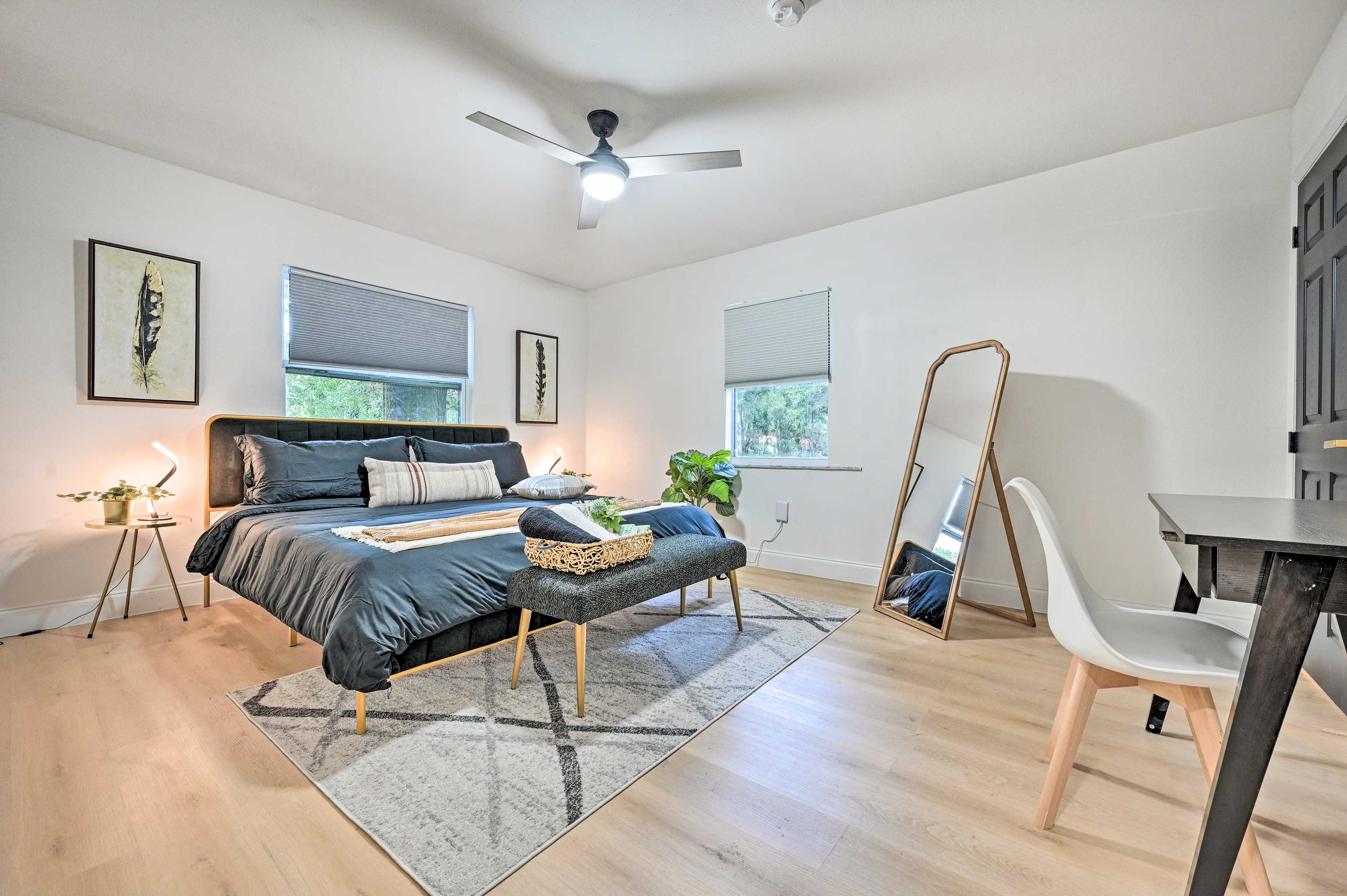 Bedroom 1 | Linens & Towels | WFH Desk | Full En-Suite Bathroom
