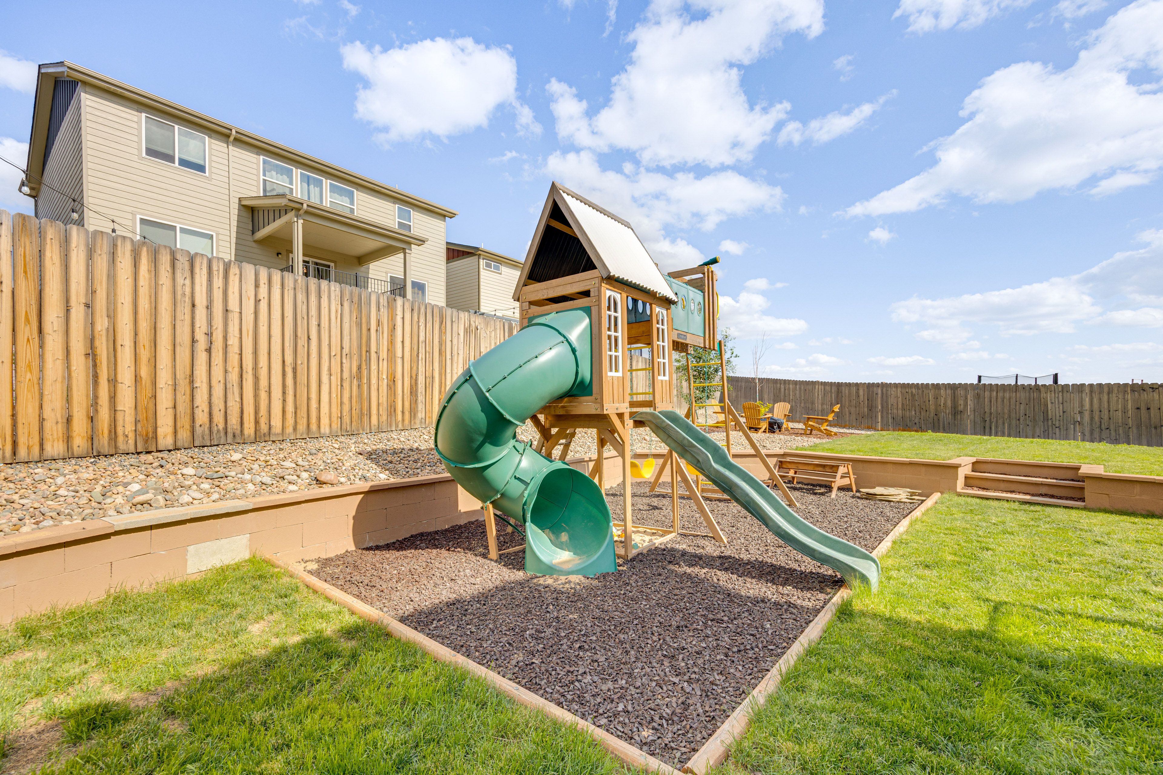 Fenced Backyard | Playset | Fire Pit