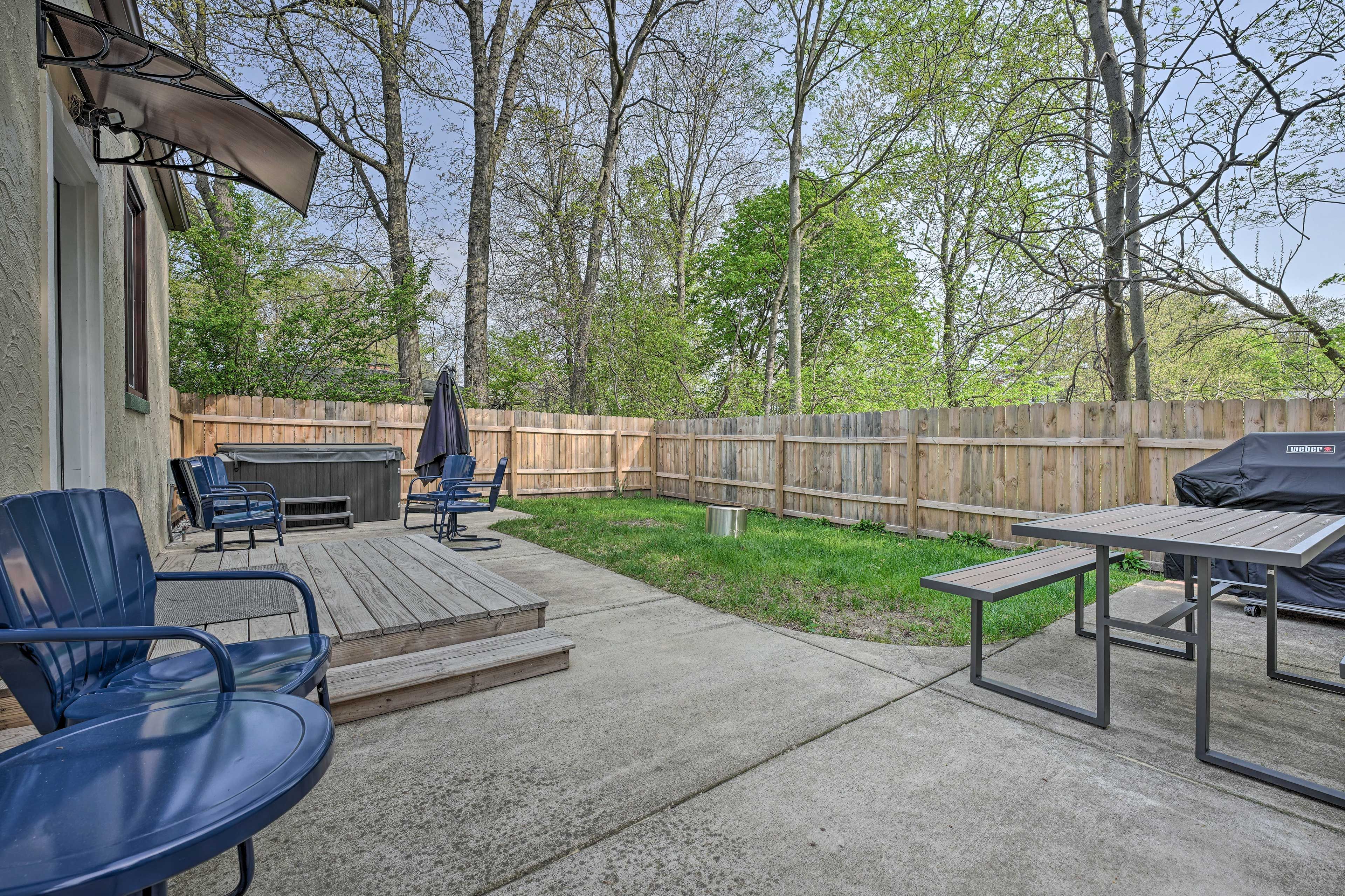 Patio | Private Hot Tub | Fenced Yard
