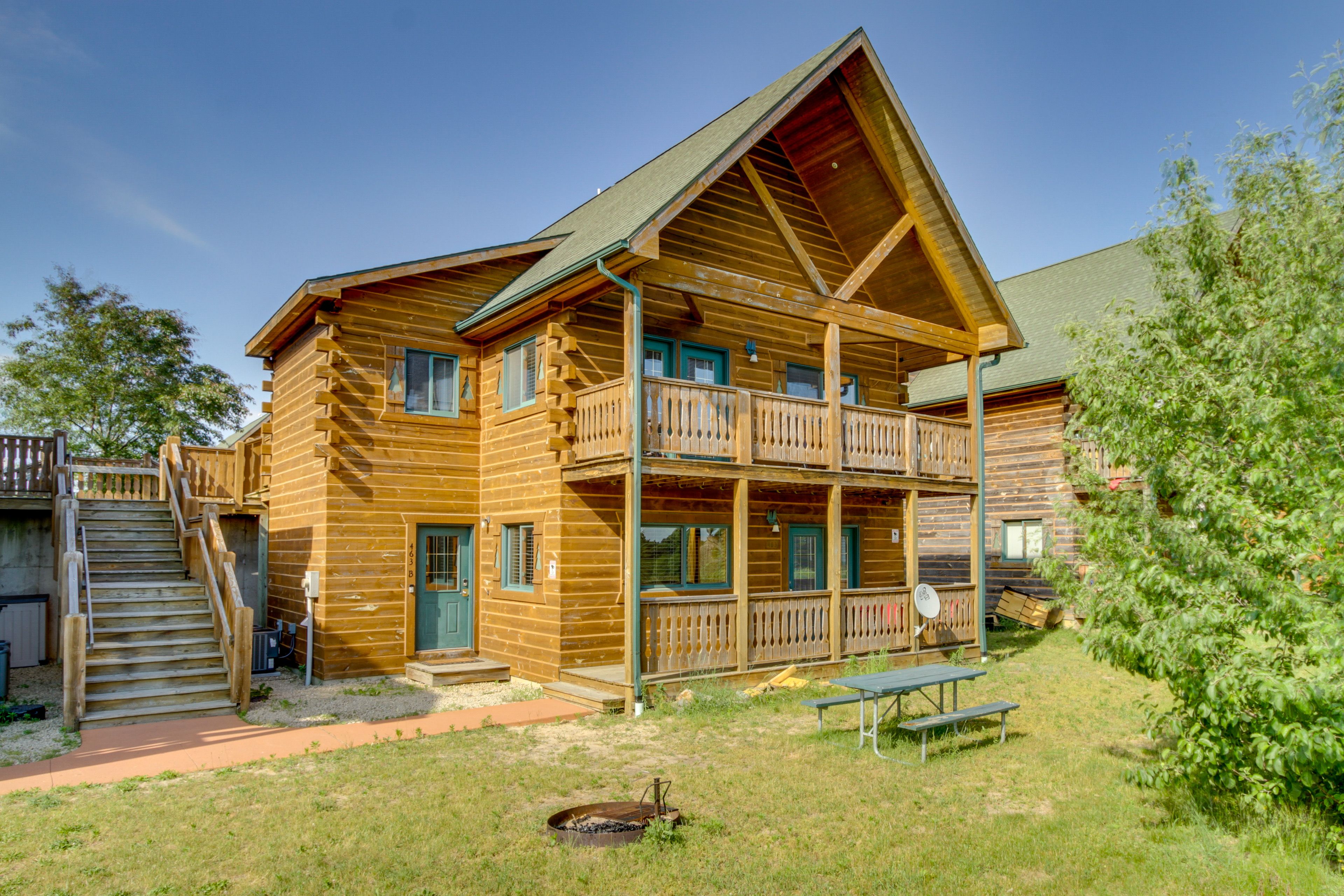 Cabin Exterior | Lower-Level  Unit | Shared Yard | Fire Pit