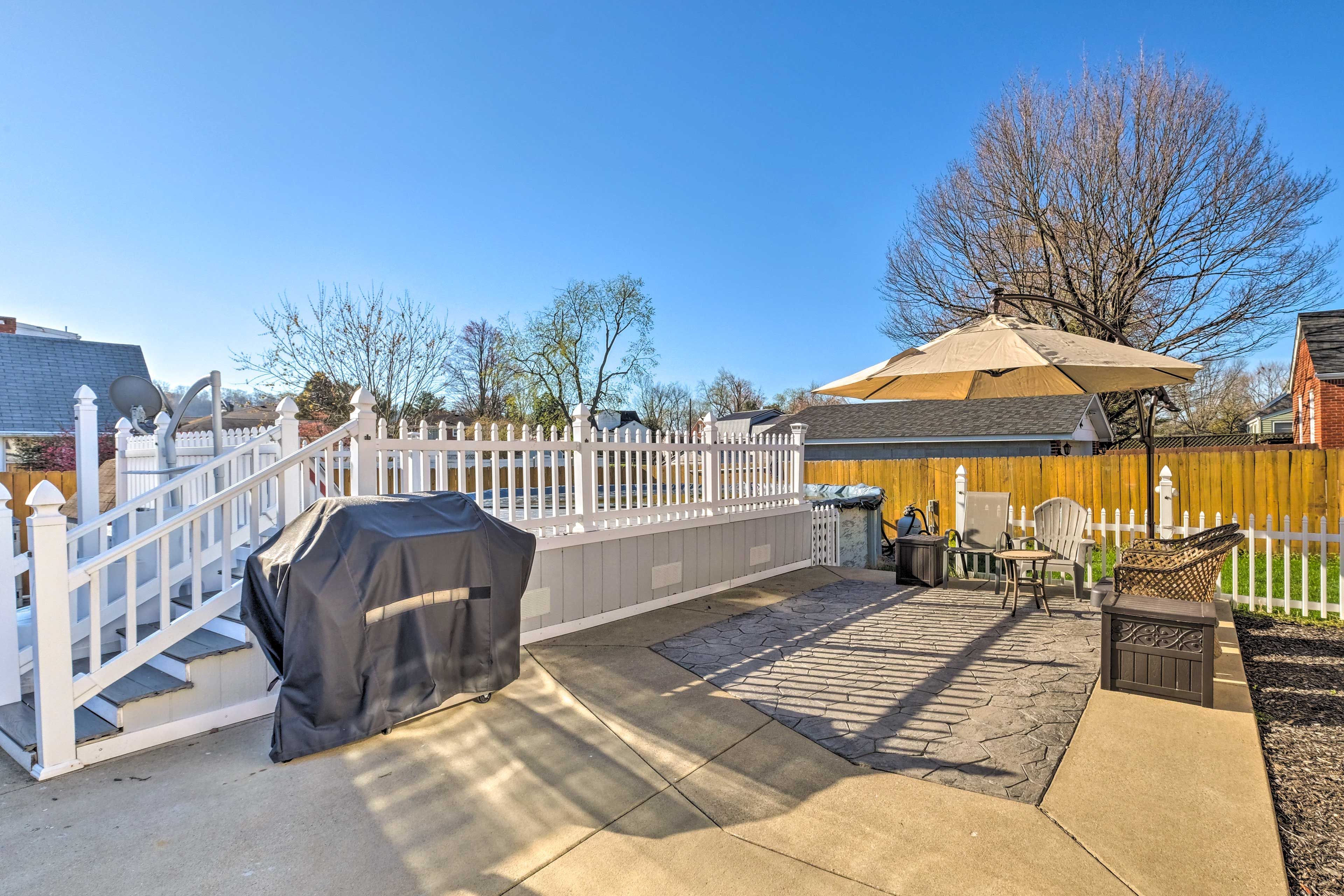 Private Patio | Above-Ground Pool | Gas Grill