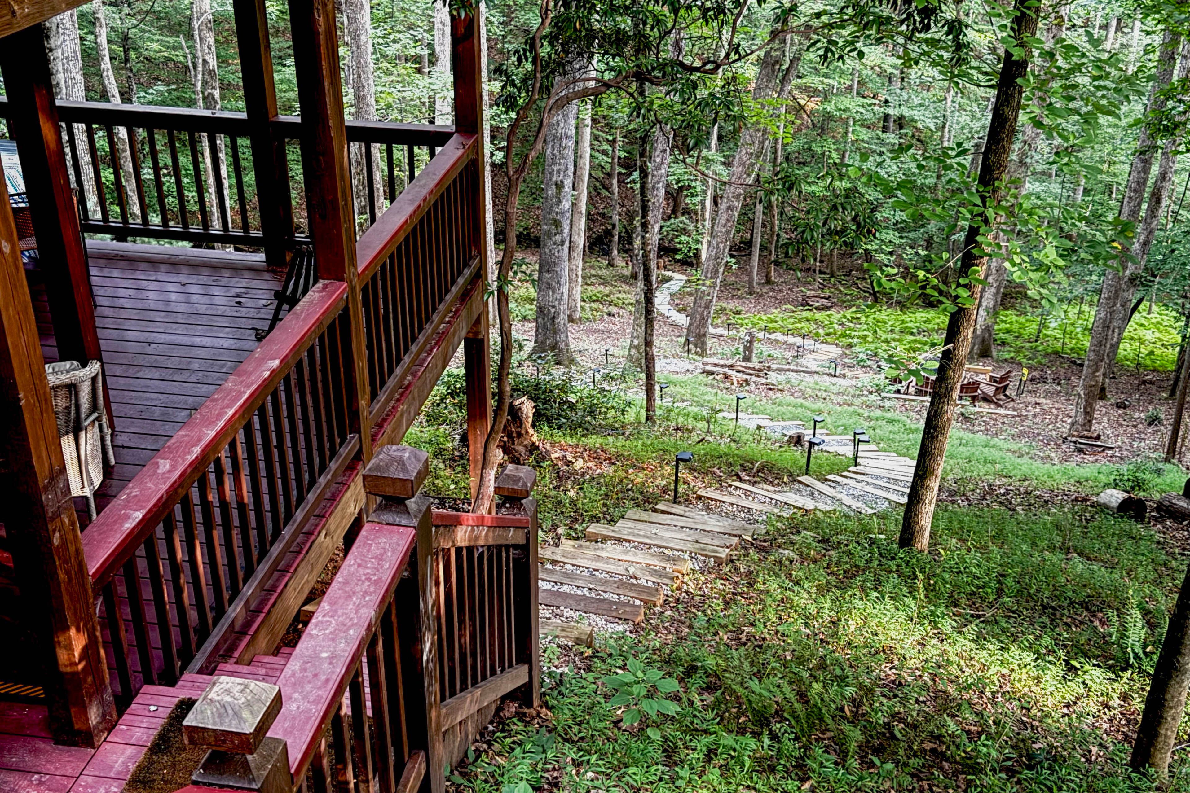 Exterior | Stairs to Creek & Fire Pit