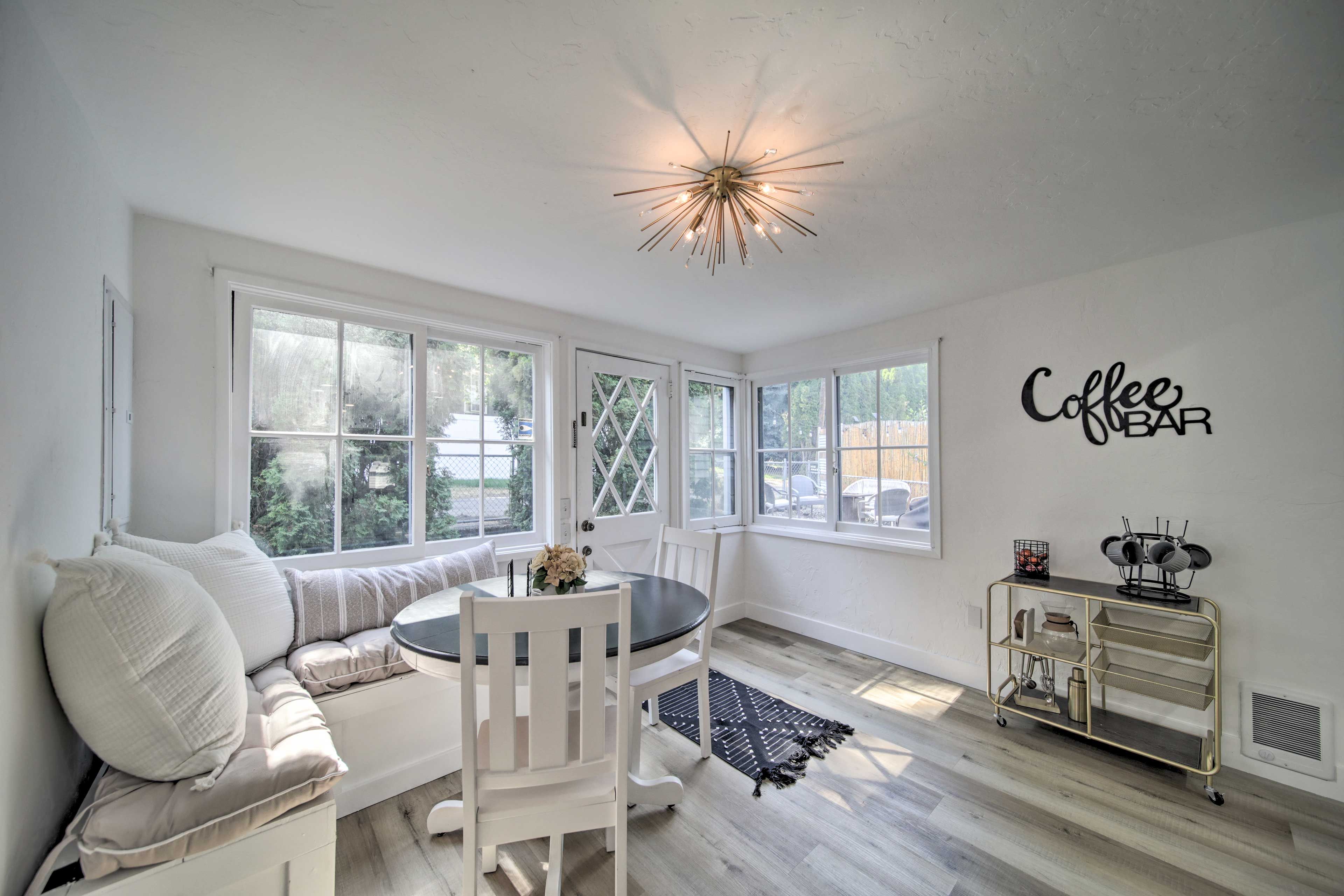Dining Area | Main Level | Coffee Bar | Dishware + Flatware
