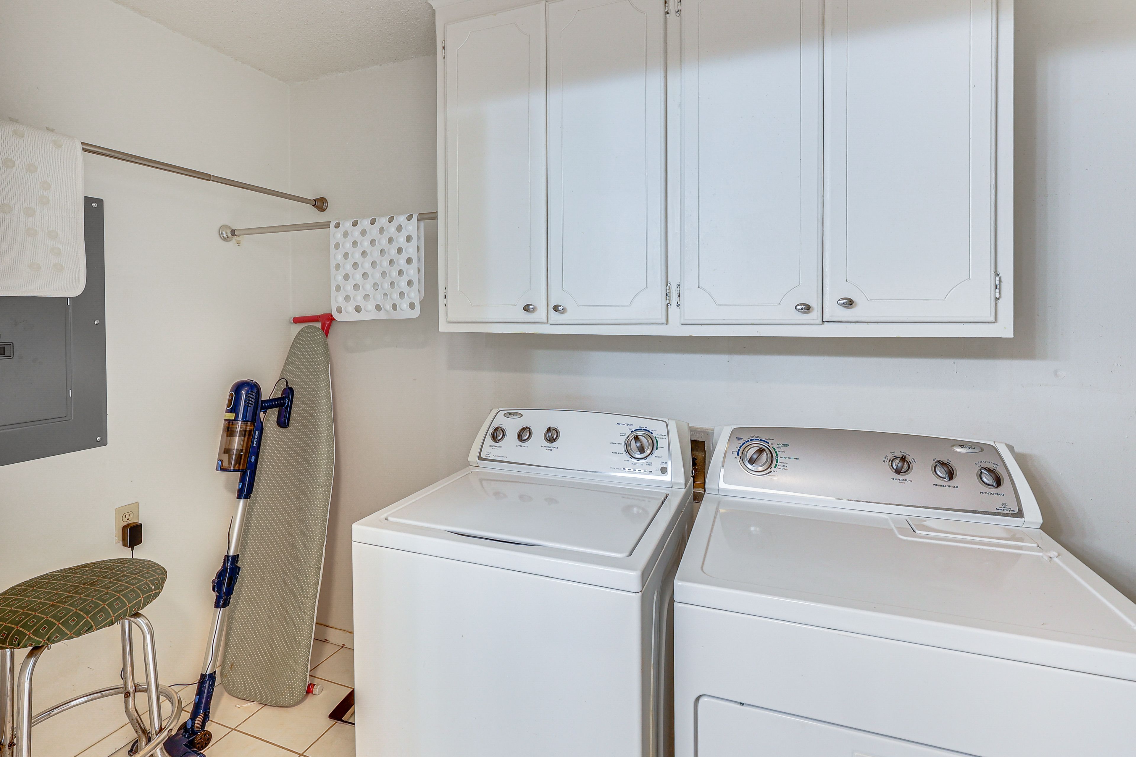 Laundry Room | Main Level | Washer + Dryer | Iron + Board