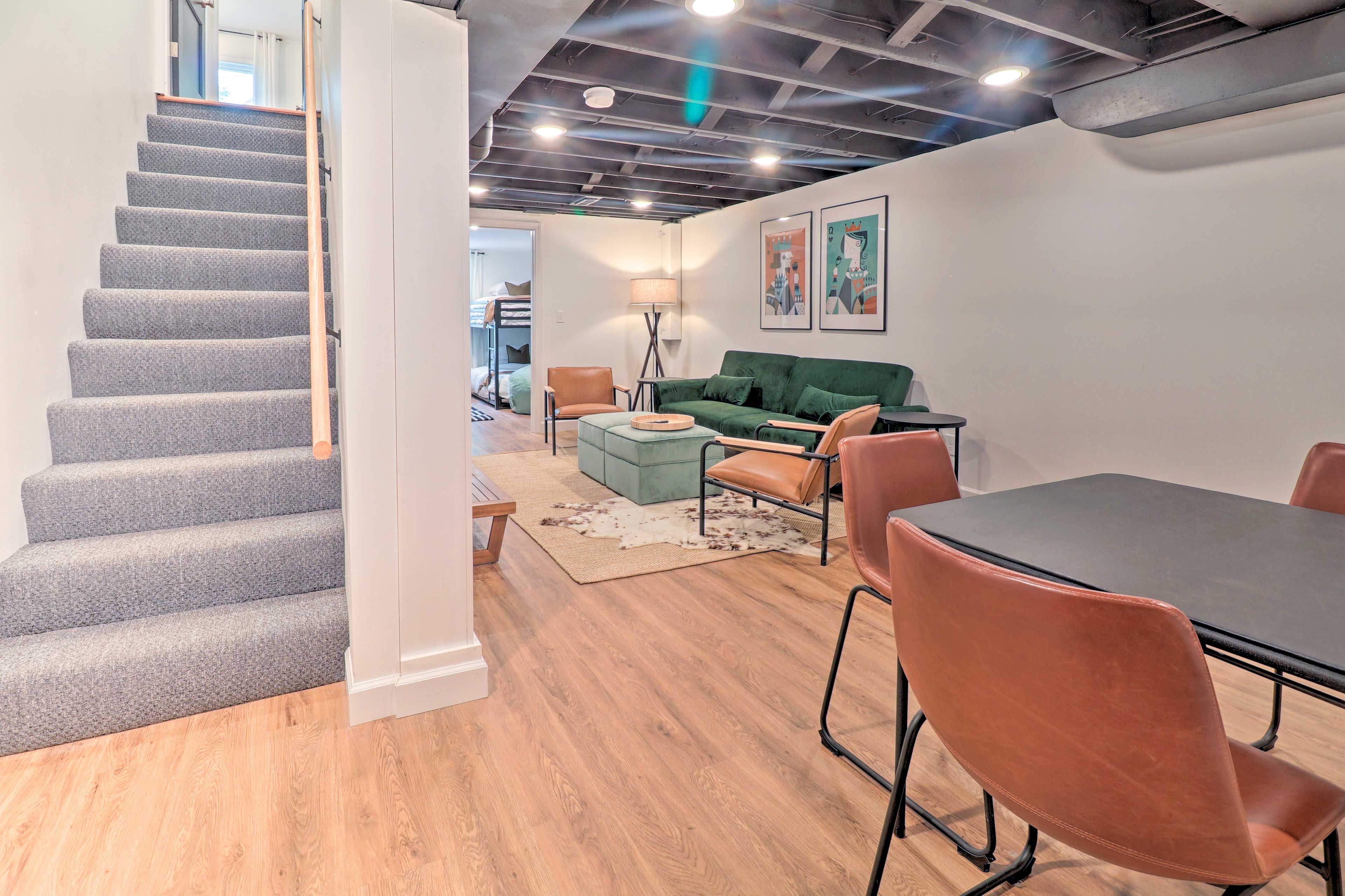 Basement Living Room | Sleeper Sofa | Smart TV