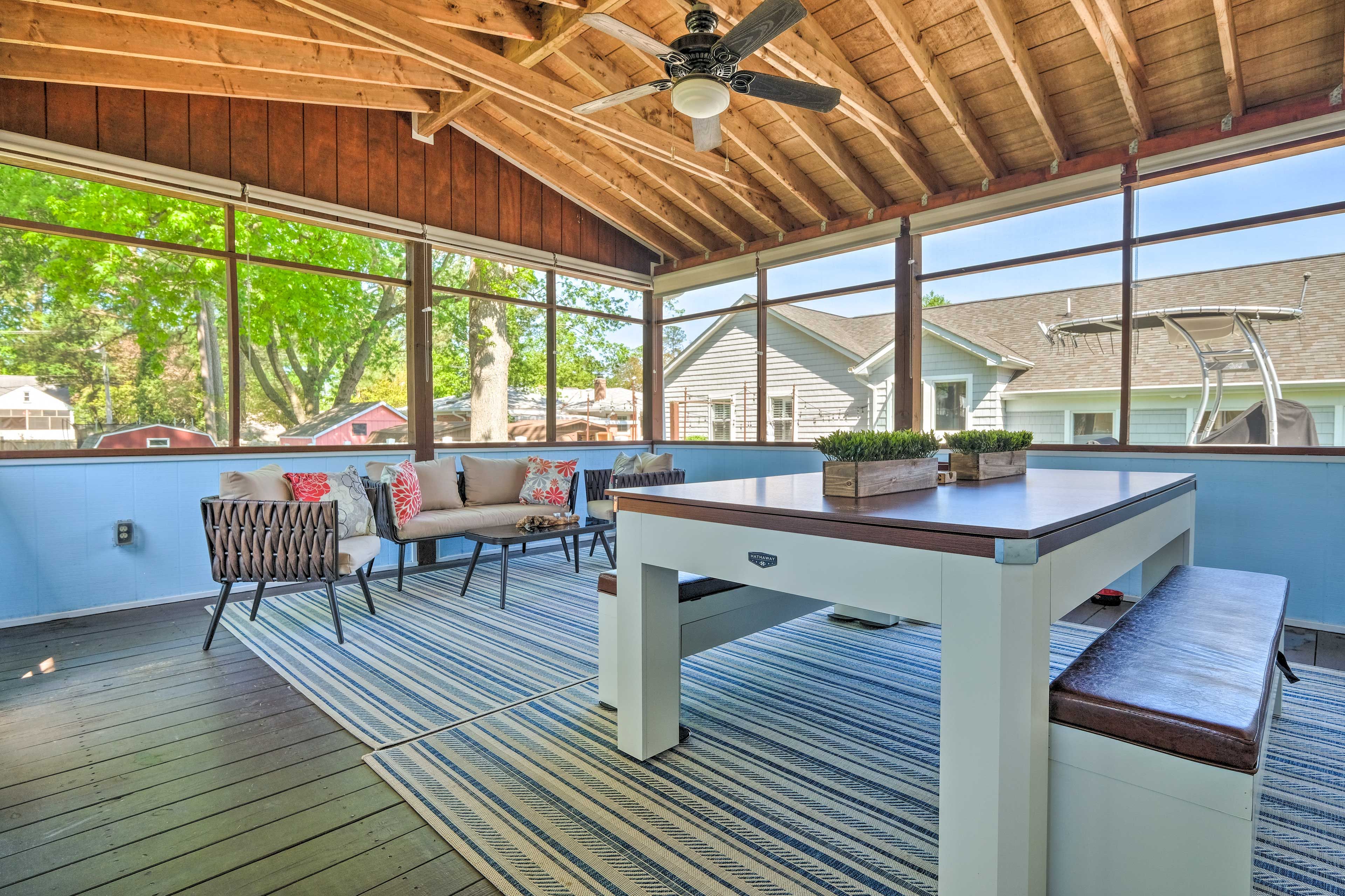 Screened Porch | Convertible Outdoor Dining Table & Pool Table