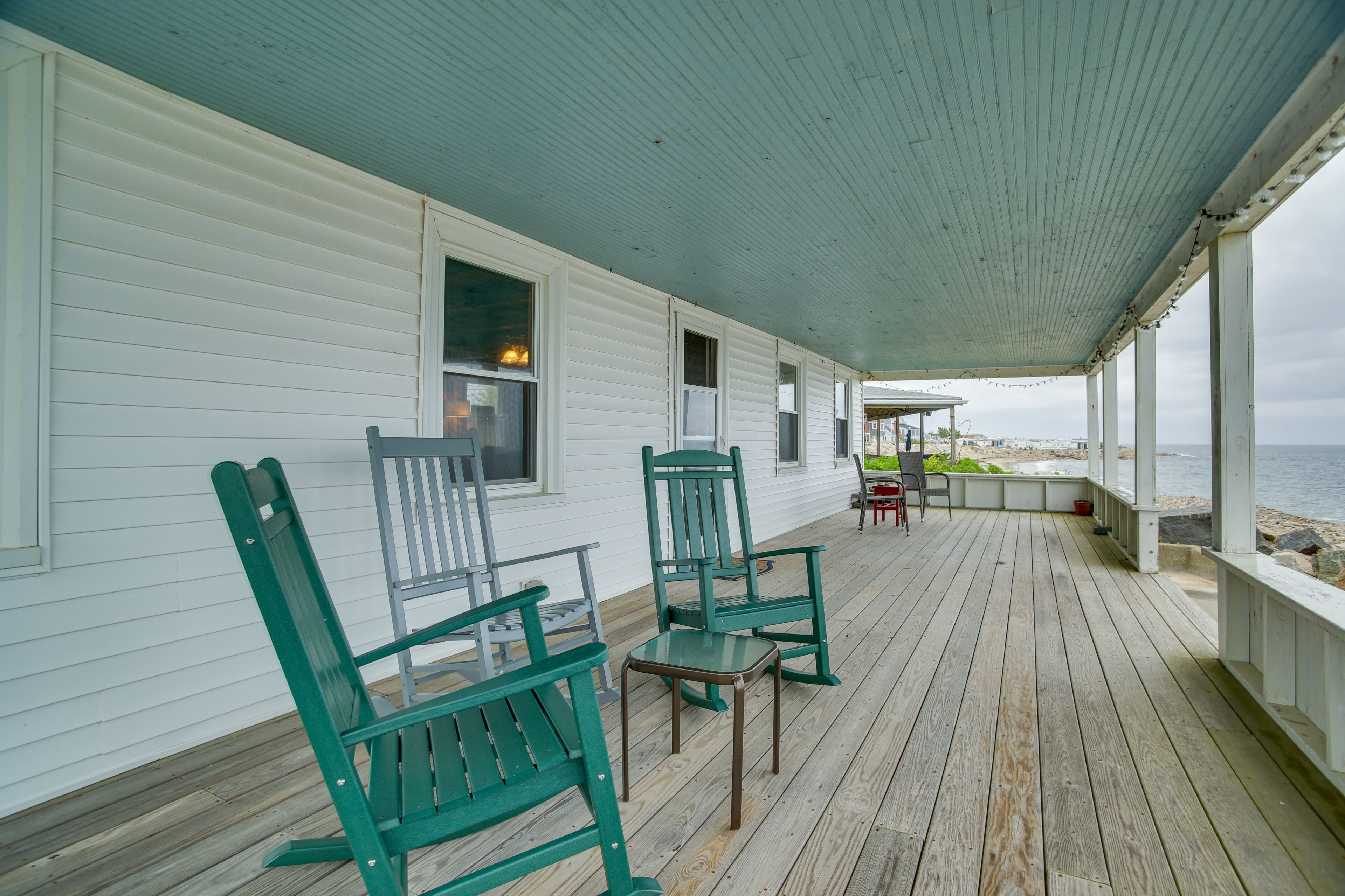 Covered Porch | Cove & Ocean Views