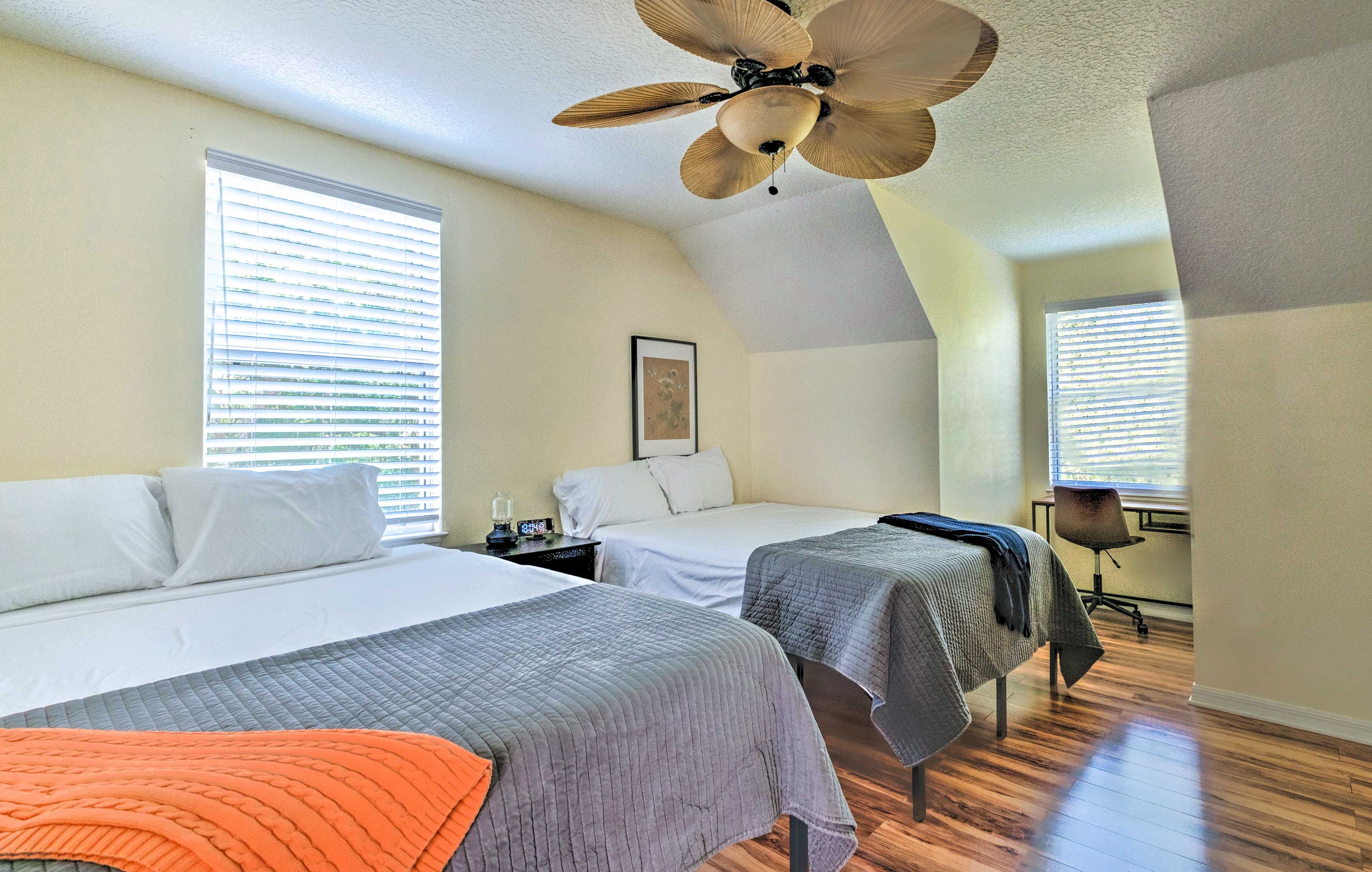 Bedroom 3 | 2 Queen Beds | Desk | Ceiling Fans | 2nd Floor