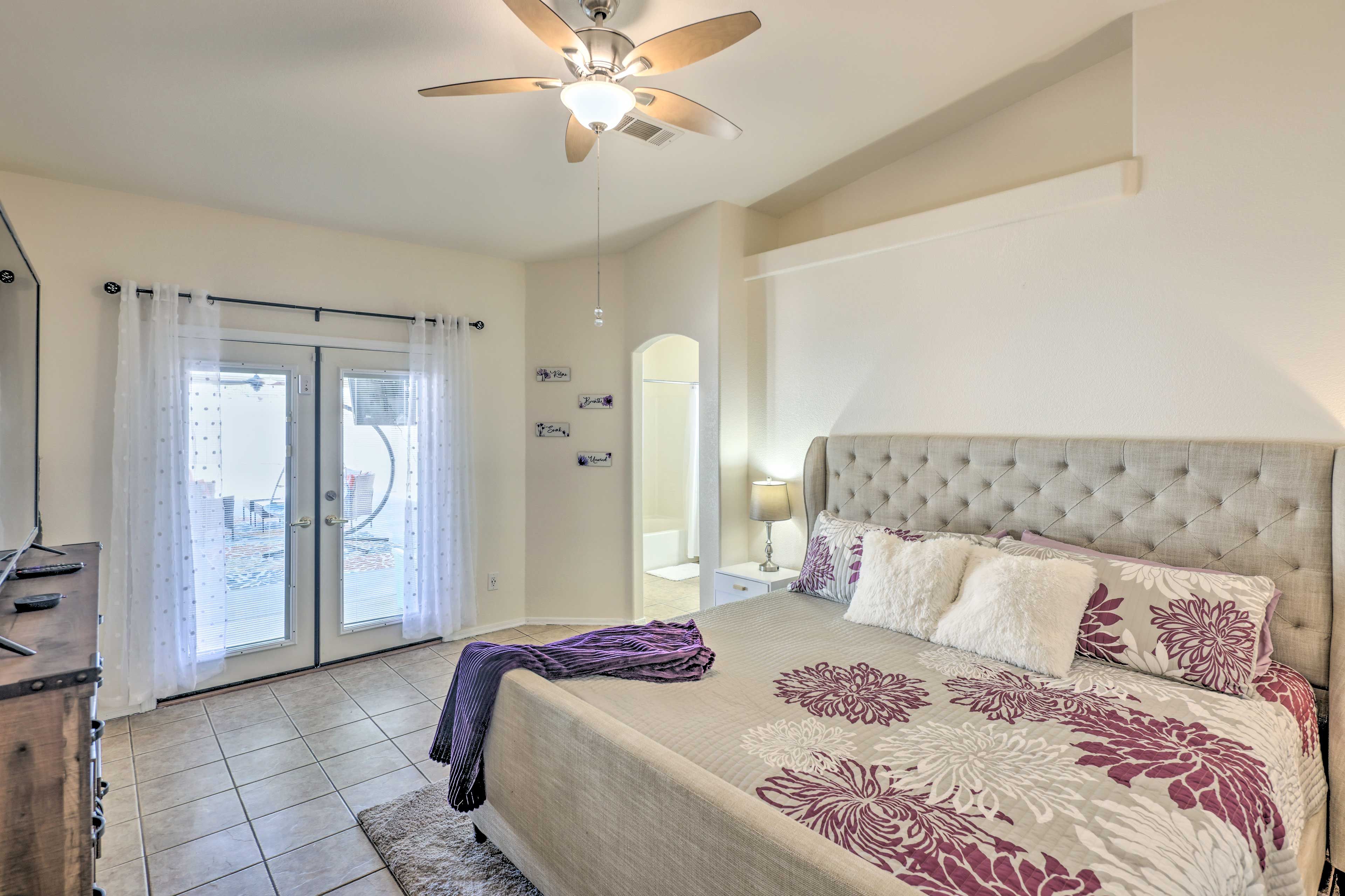 Bedroom 1 | King Bed | Smart TV | Patio Access | Linens Provided