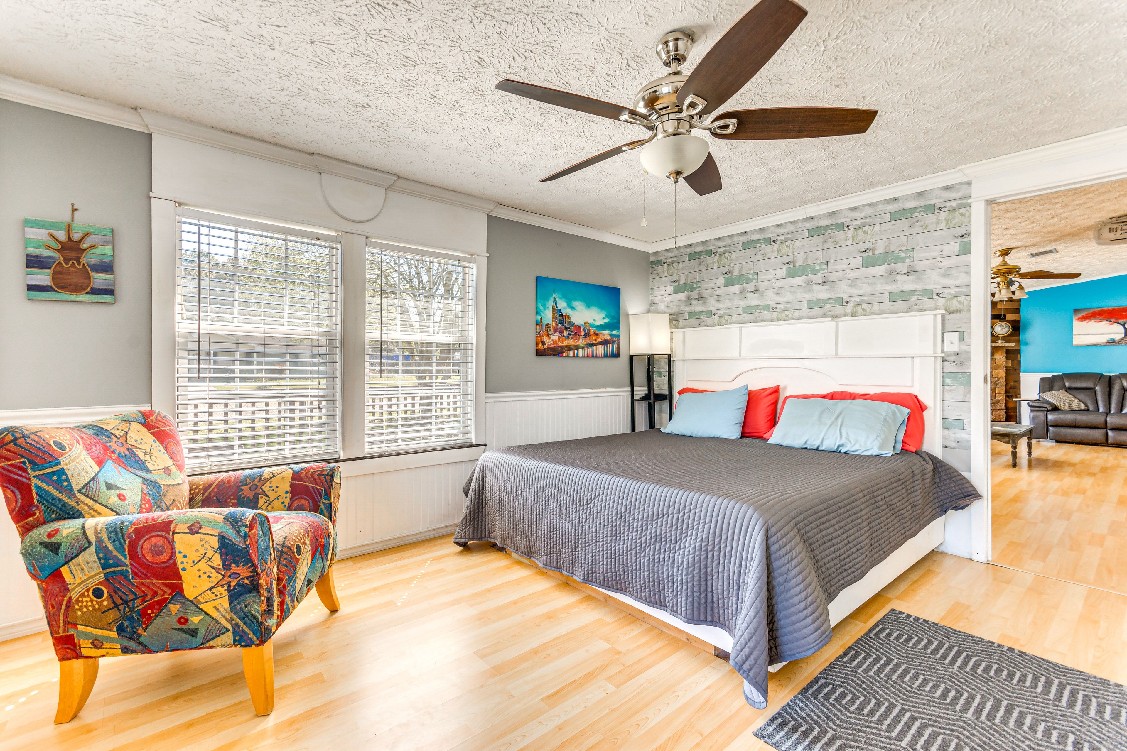 Bedroom 1 | King Bed | Linens Provided | Smart TV | Desk Workspace