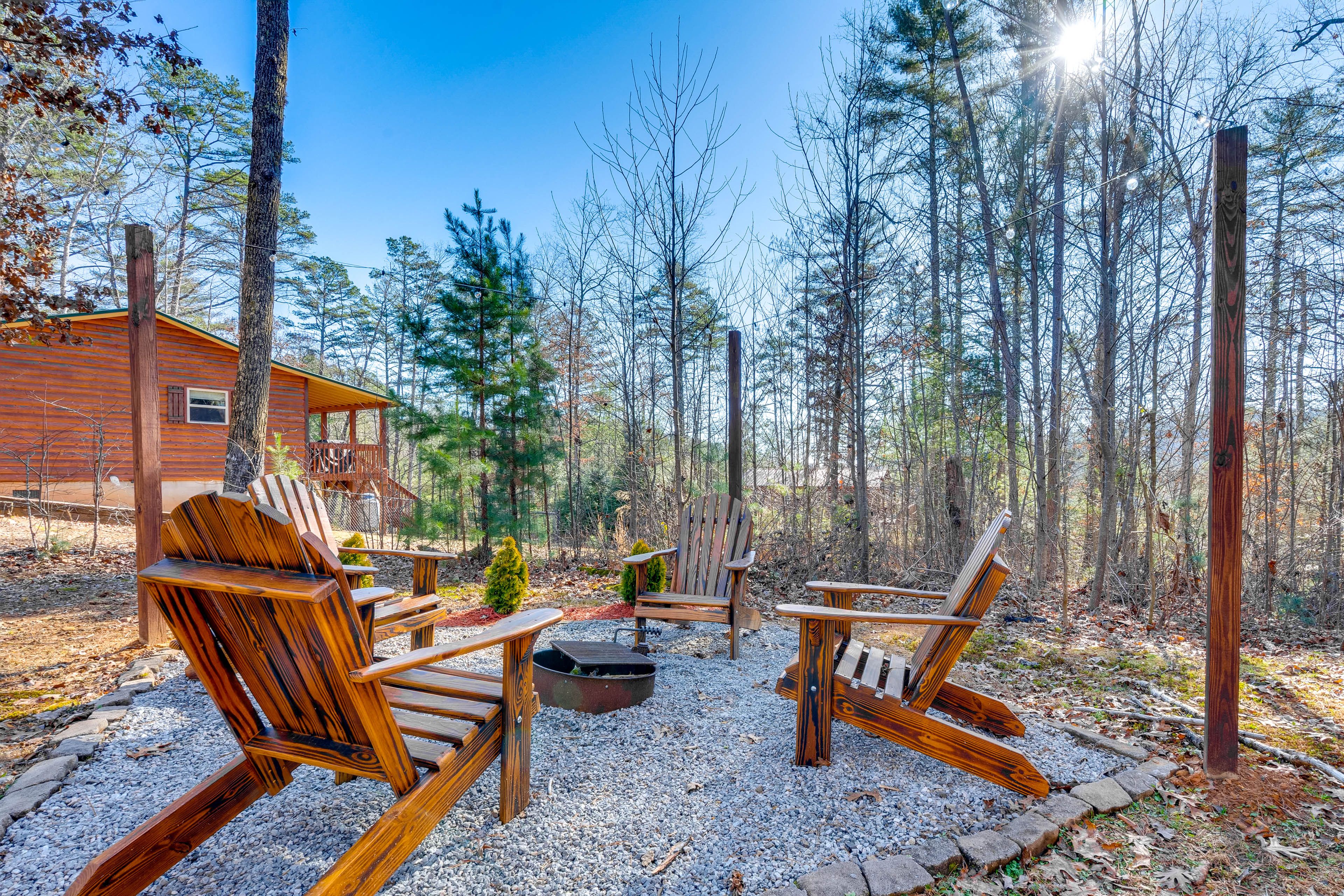 Exterior | Fire Pit w/ Seating | Single-Story Cabin