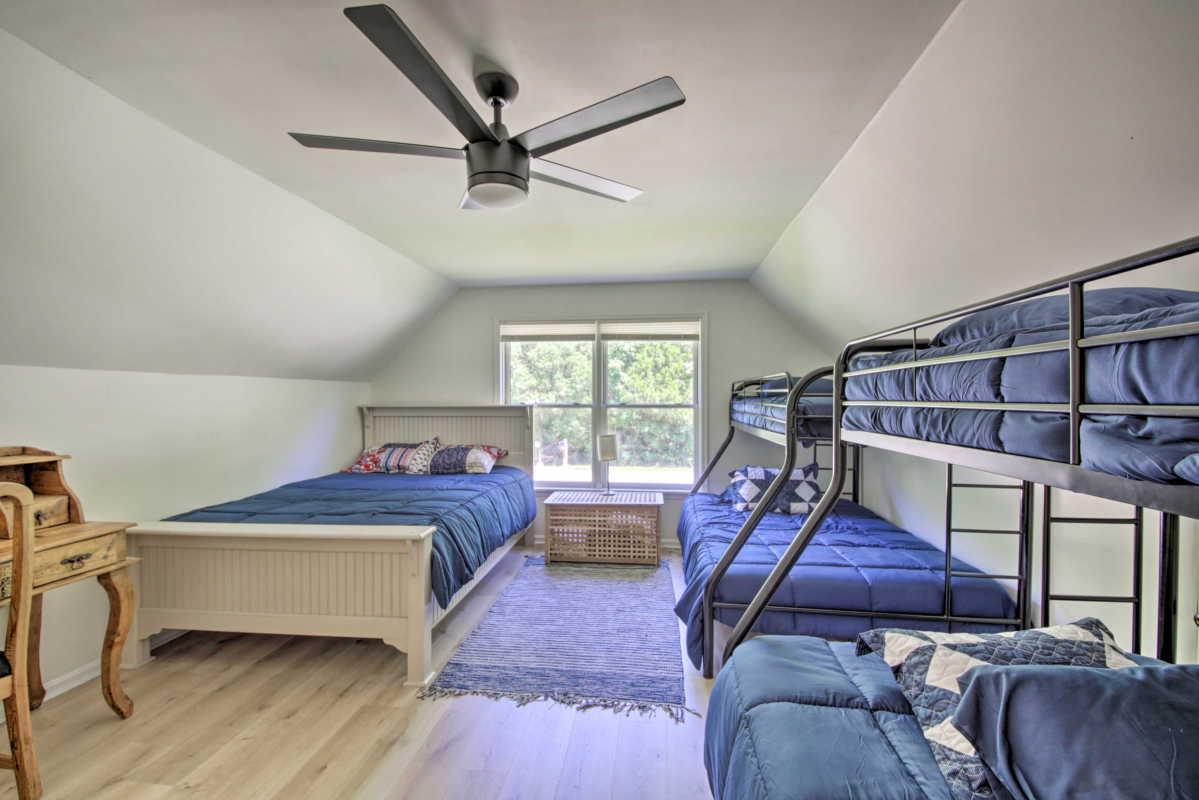 Bedroom 3 | Queen Bed | 2 Twin/Full Bunk Beds | 2nd Level | Home Office Space