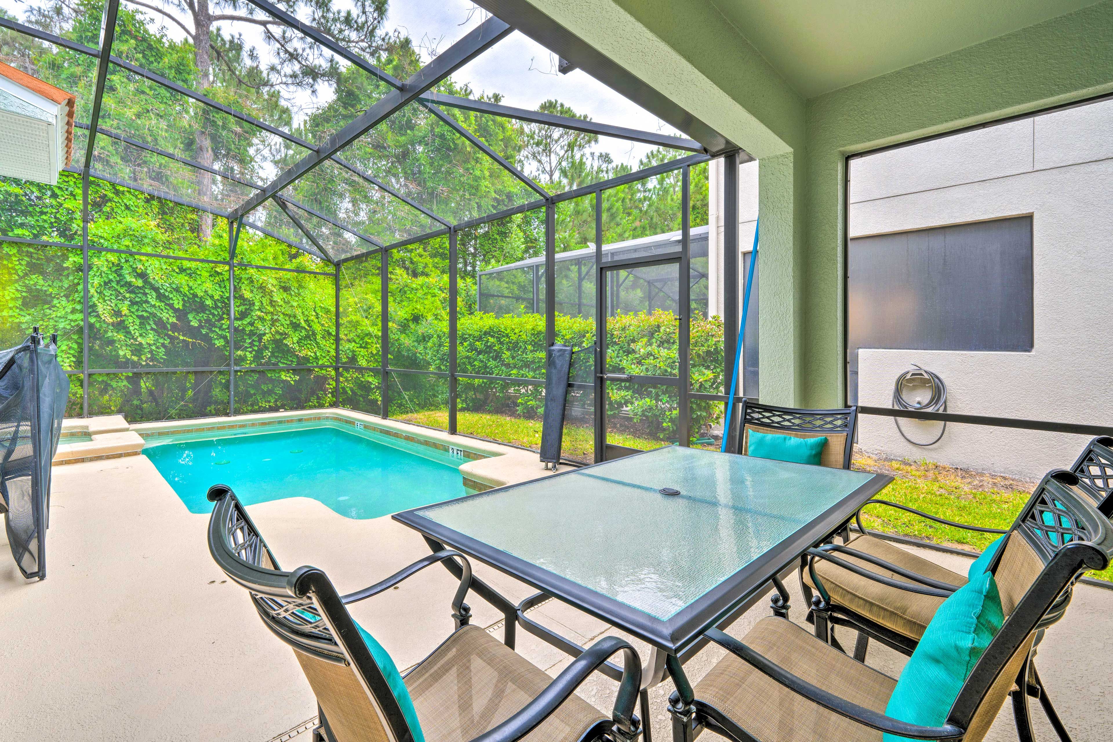 Screened Lanai | Heated Pool | Outdoor Dining Area