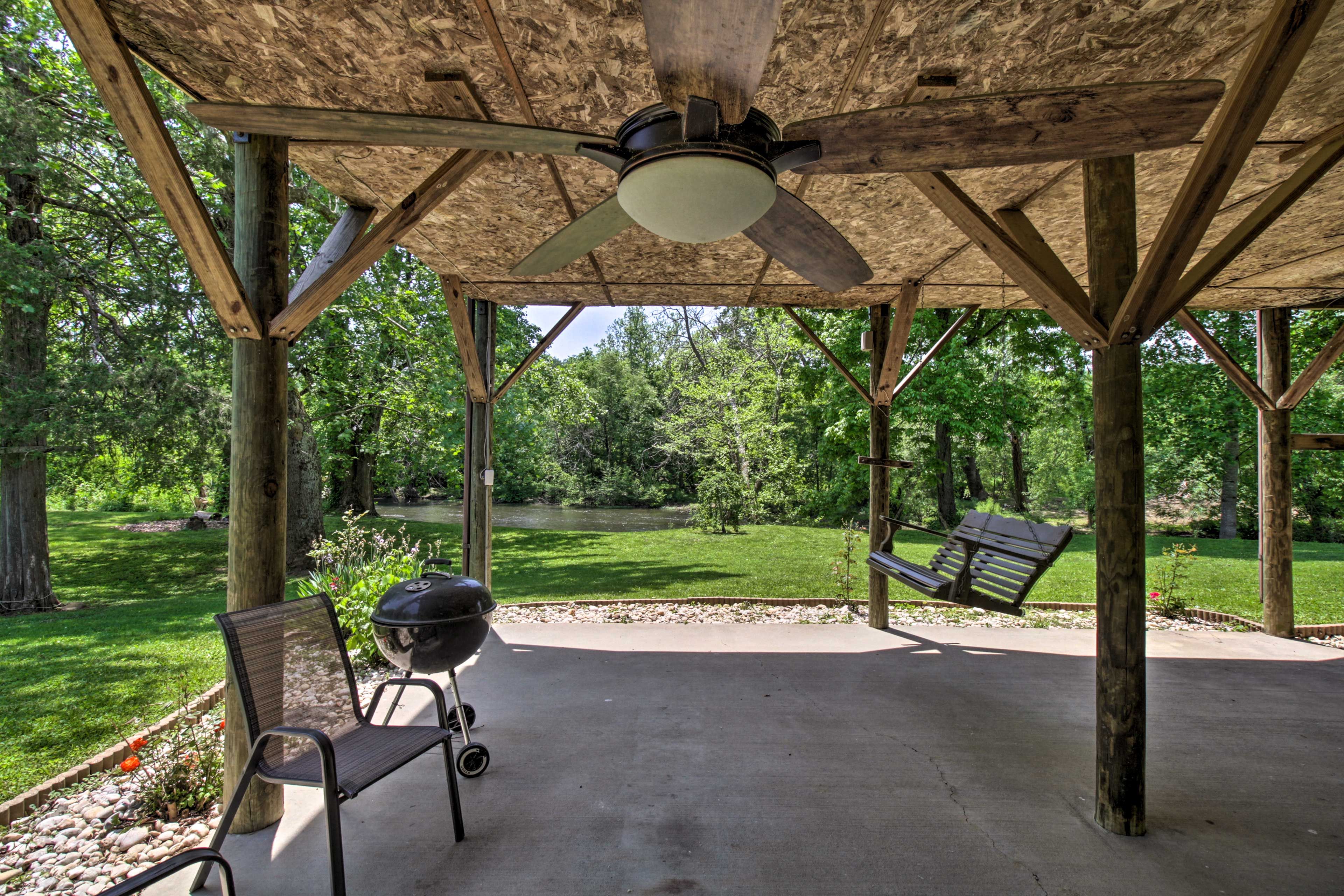 Covered Patio | Charcoal Grill | Swing
