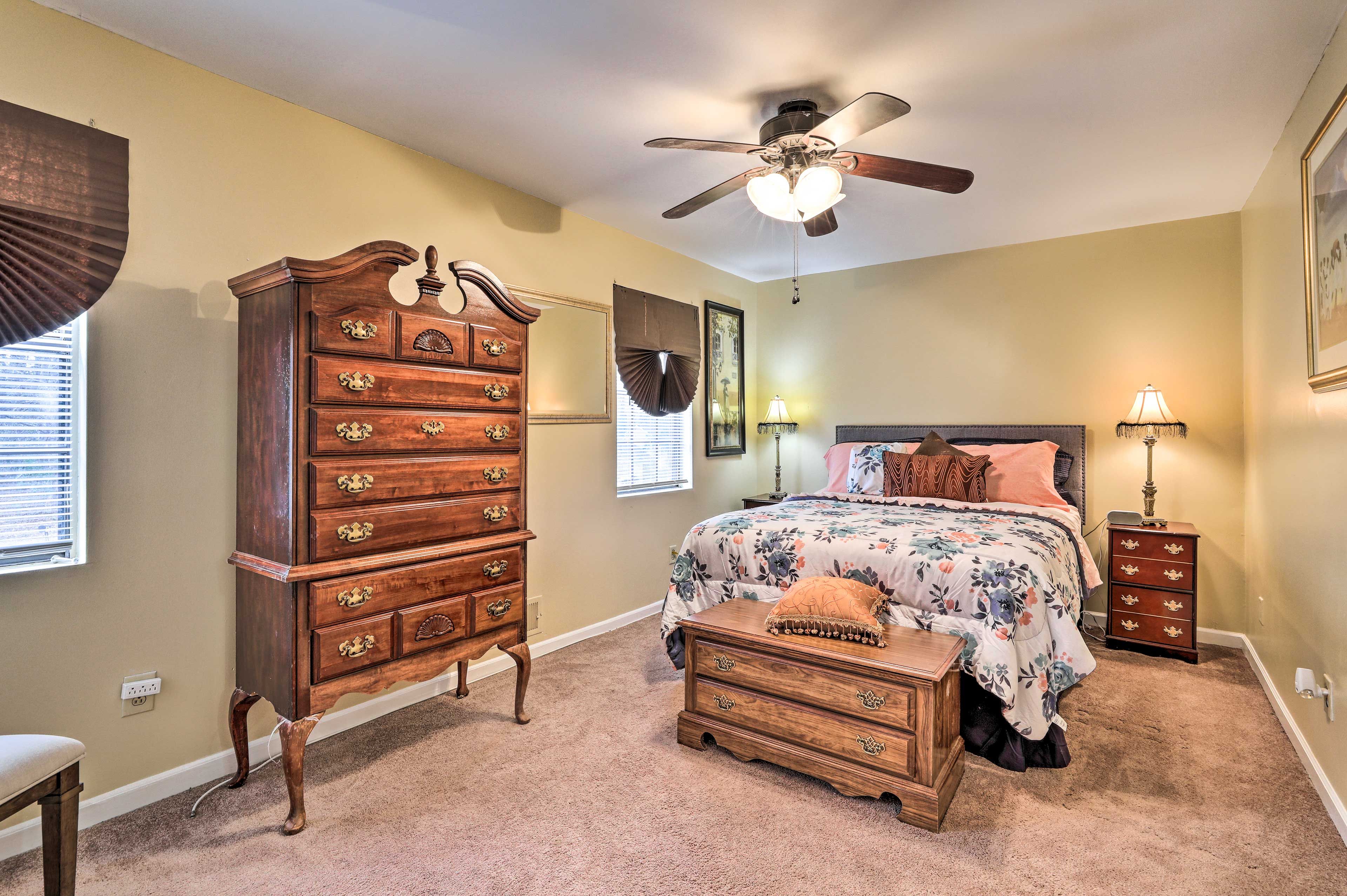Bedroom 2 | Stairs Required | Queen Bed | 2 Cots Available