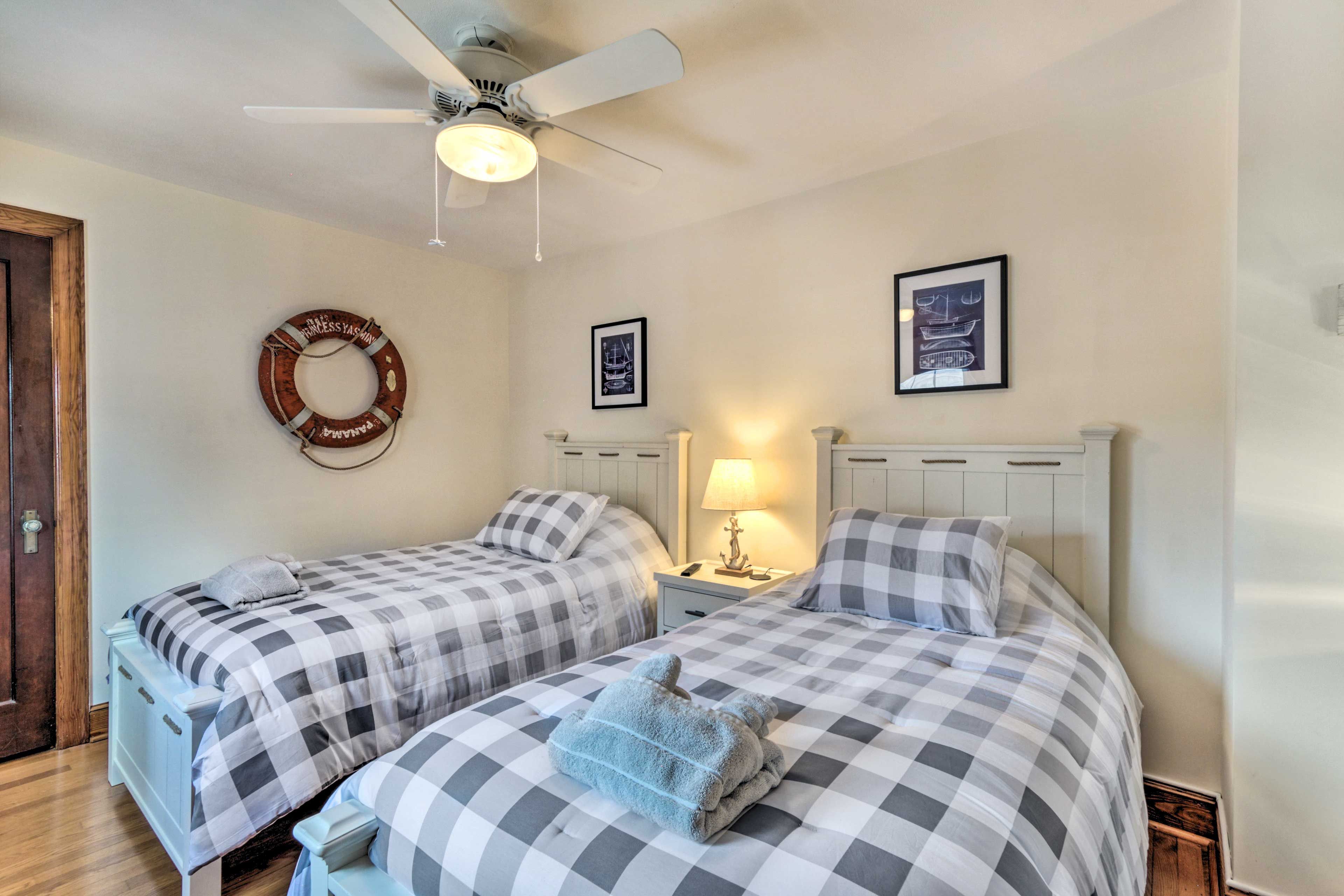 Bedroom 3 | 2 Twin Beds | Window A/C Unit | 2 Bath Robes