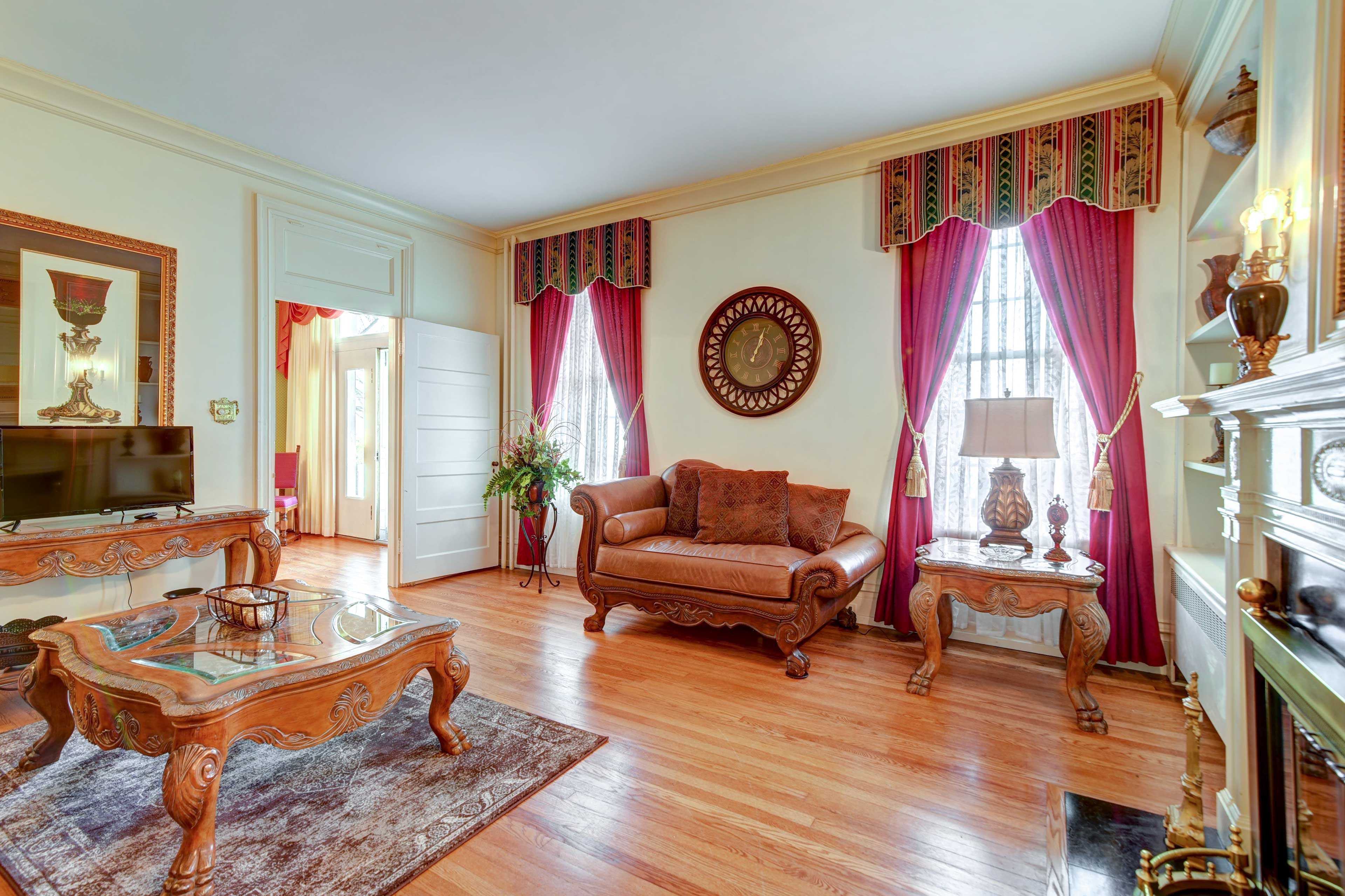Living Room | 1st-Floor Bedroom/Bathroom | Another Vacation Rental On-Site