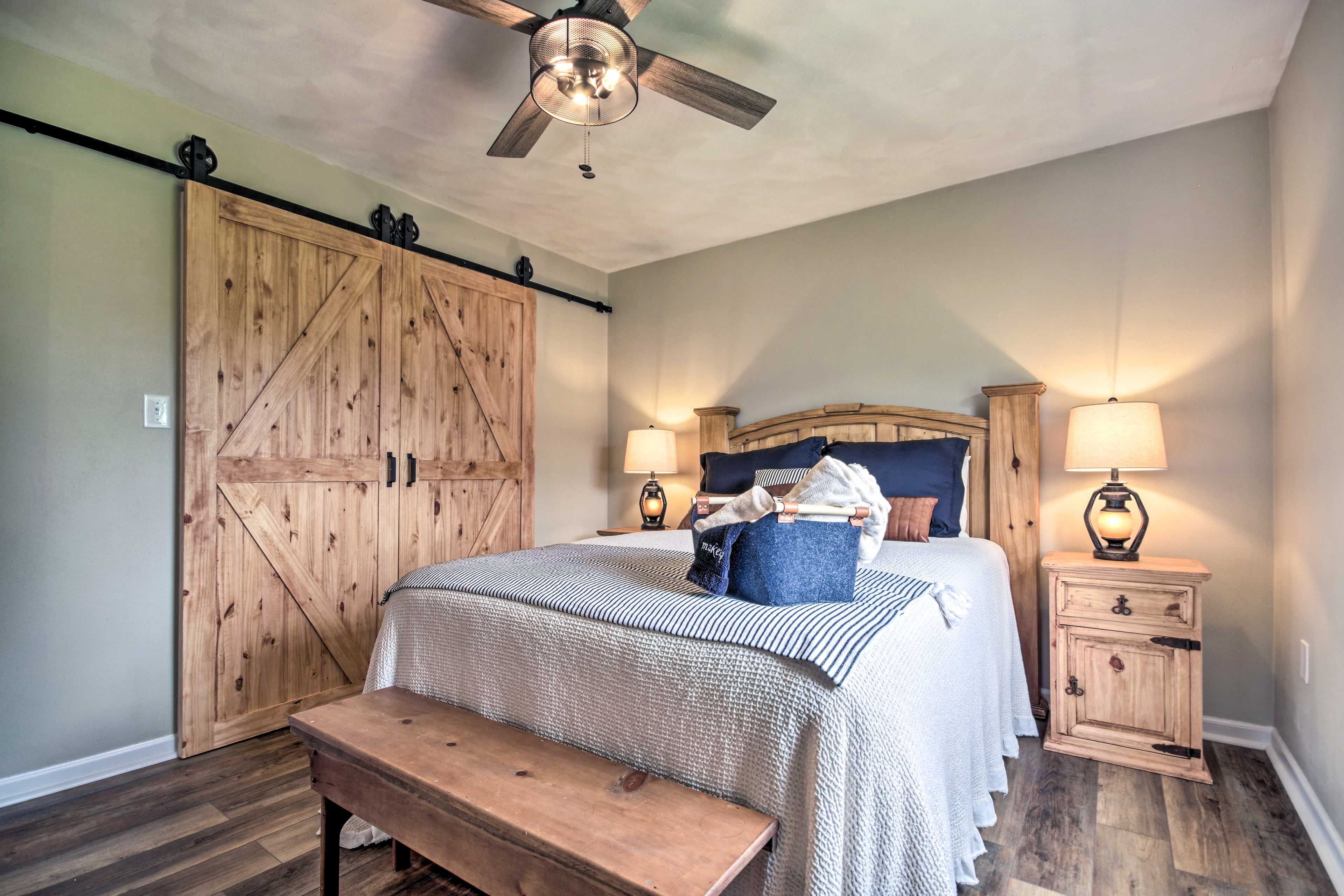 Bedroom 1 | Queen Bed | Linens Provided | 2nd Floor | Stairs to Access