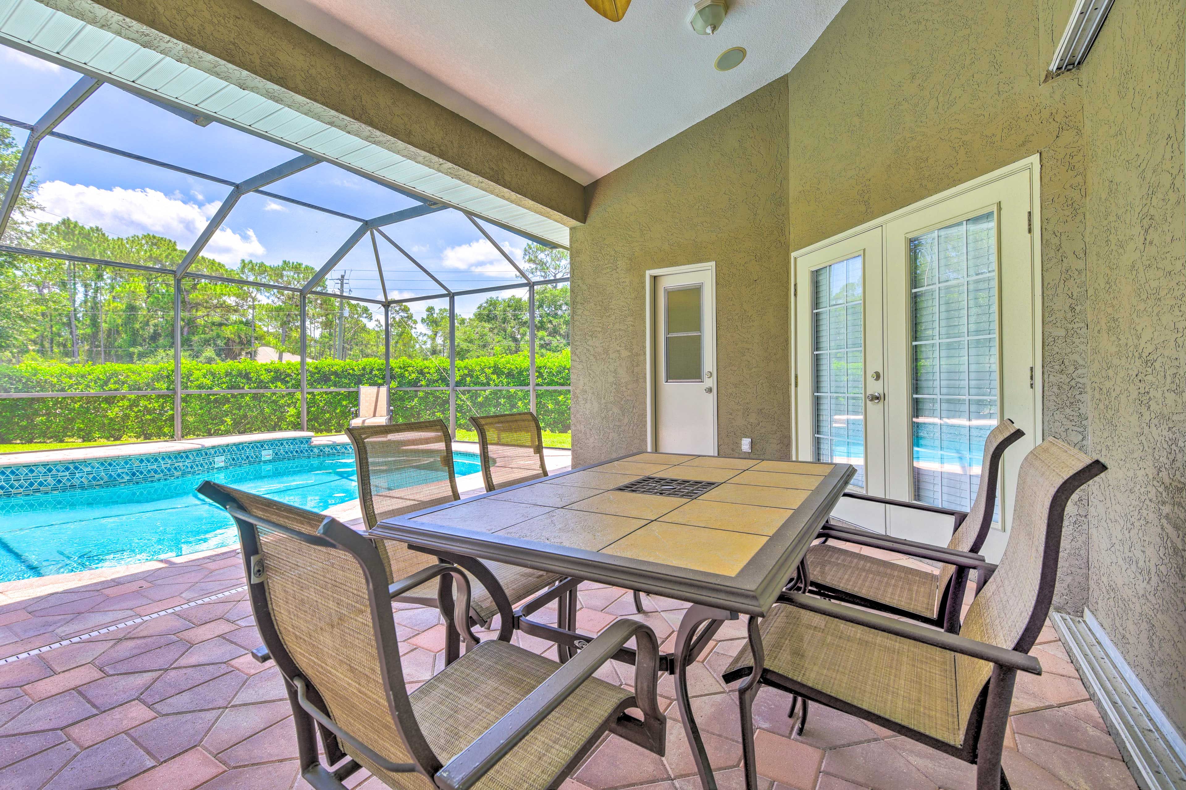 Private Pool (Depth 3' - 6') | Covered Patio | Lounge Chairs | Backyard