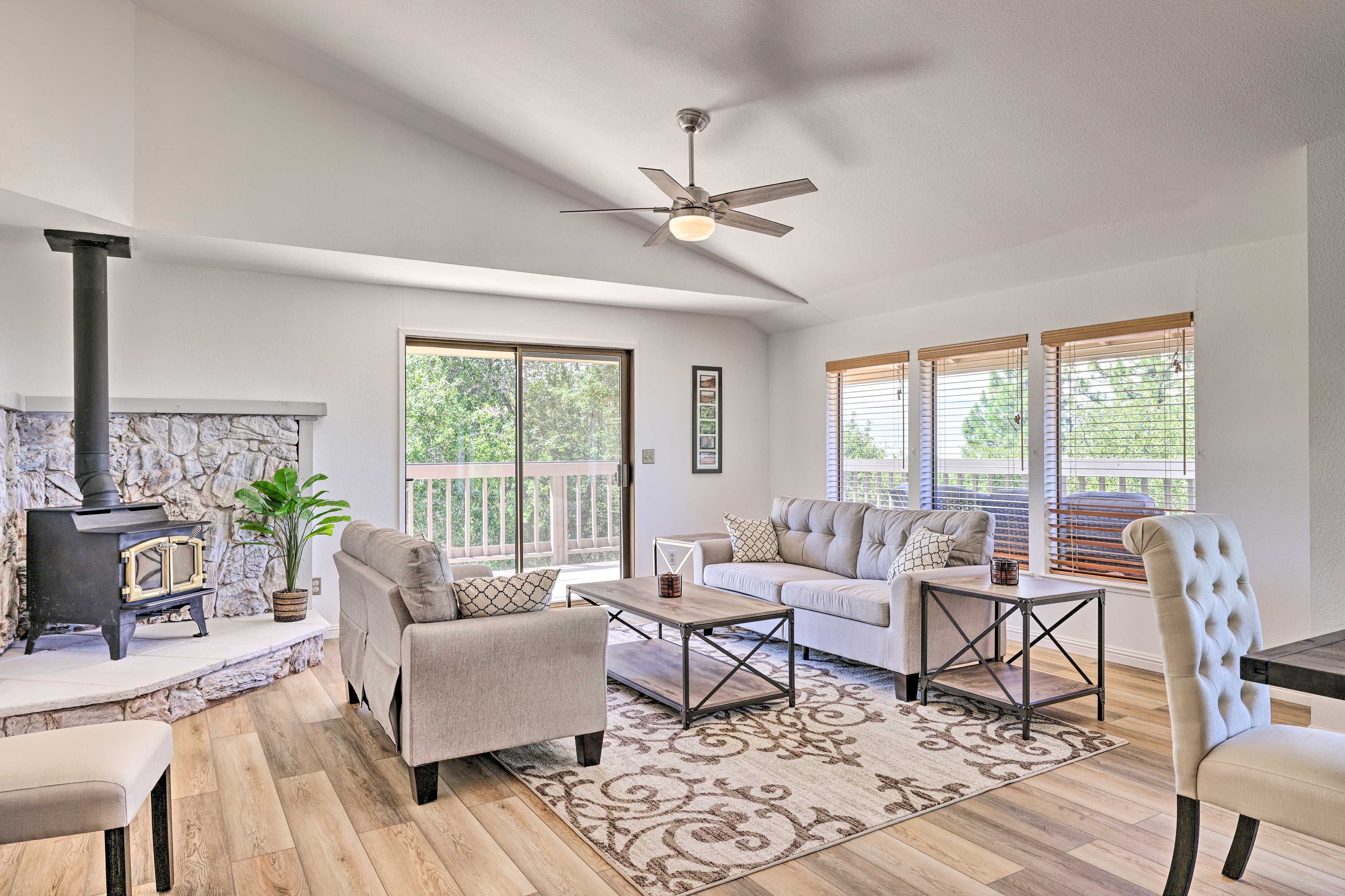 Living Room | Stove Fireplace | Central Heating & Air Conditioning | Books