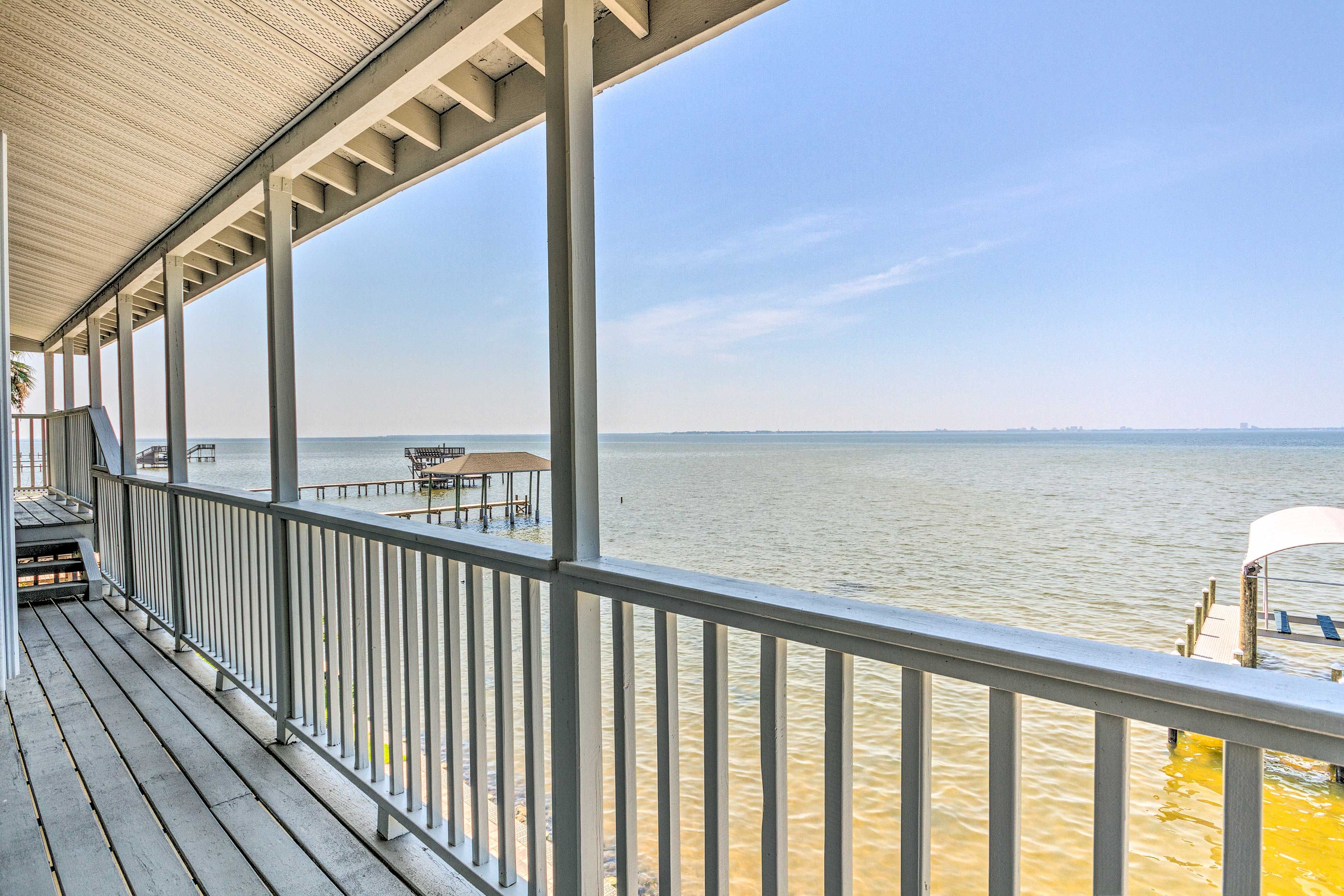 Deck | Bayfront Home | Private Dock | Pet Friendly w/ Fee