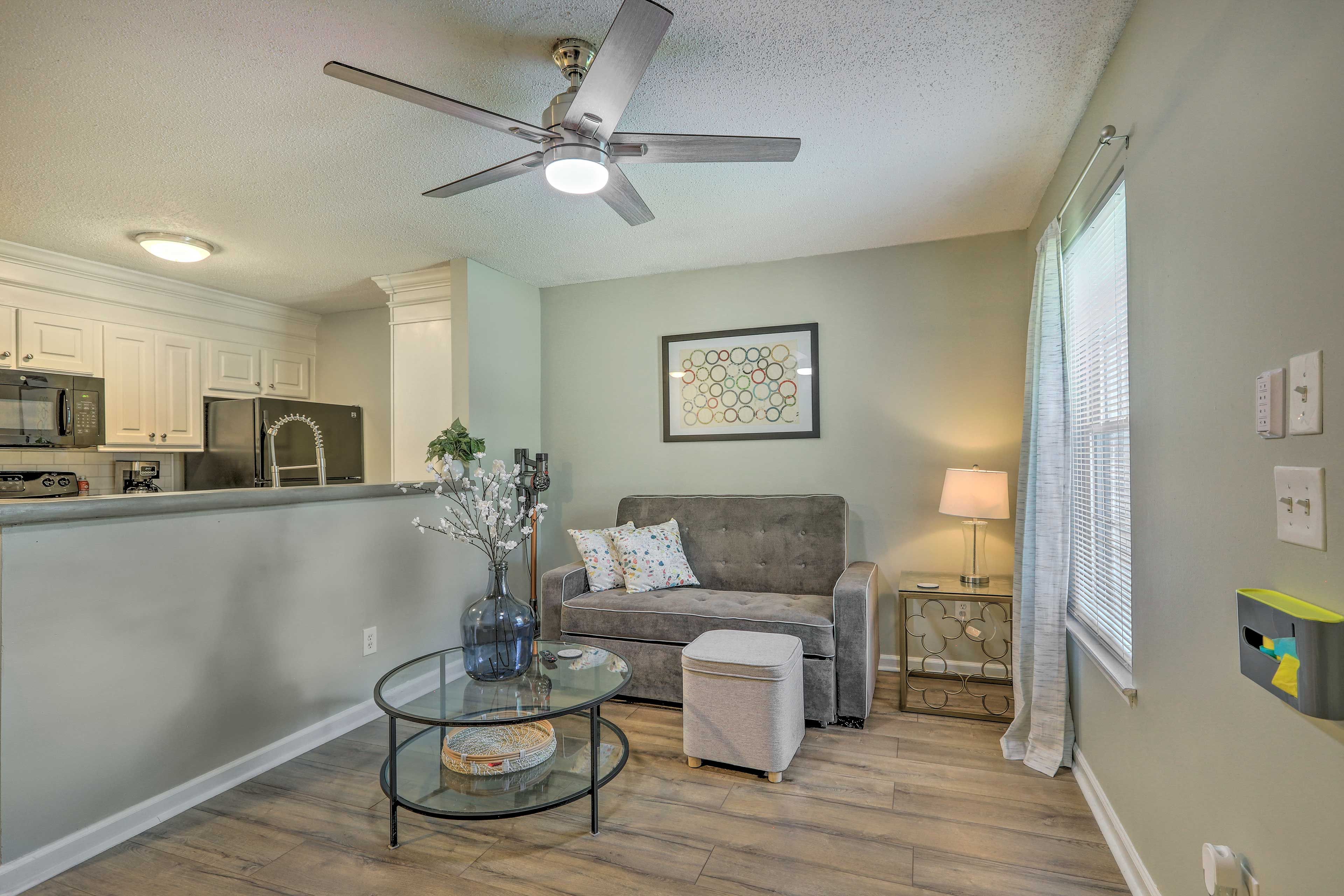 Auburn Vacation Rental | 1BR | 1BA | 1 Step Required for Access | 696 Sq Ft