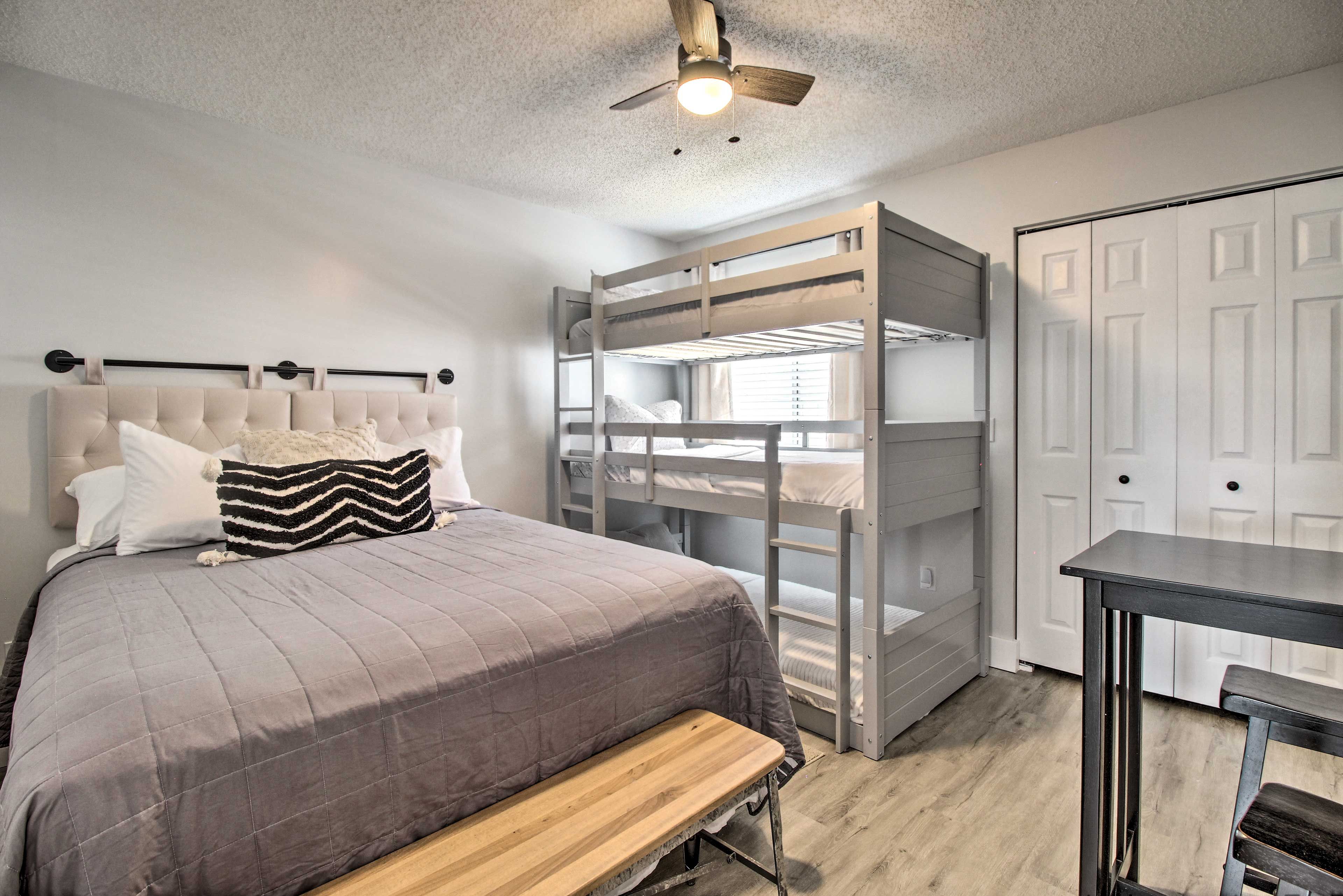 Bedroom 2 | Queen Bed | Triple Twin Bunk Bed
