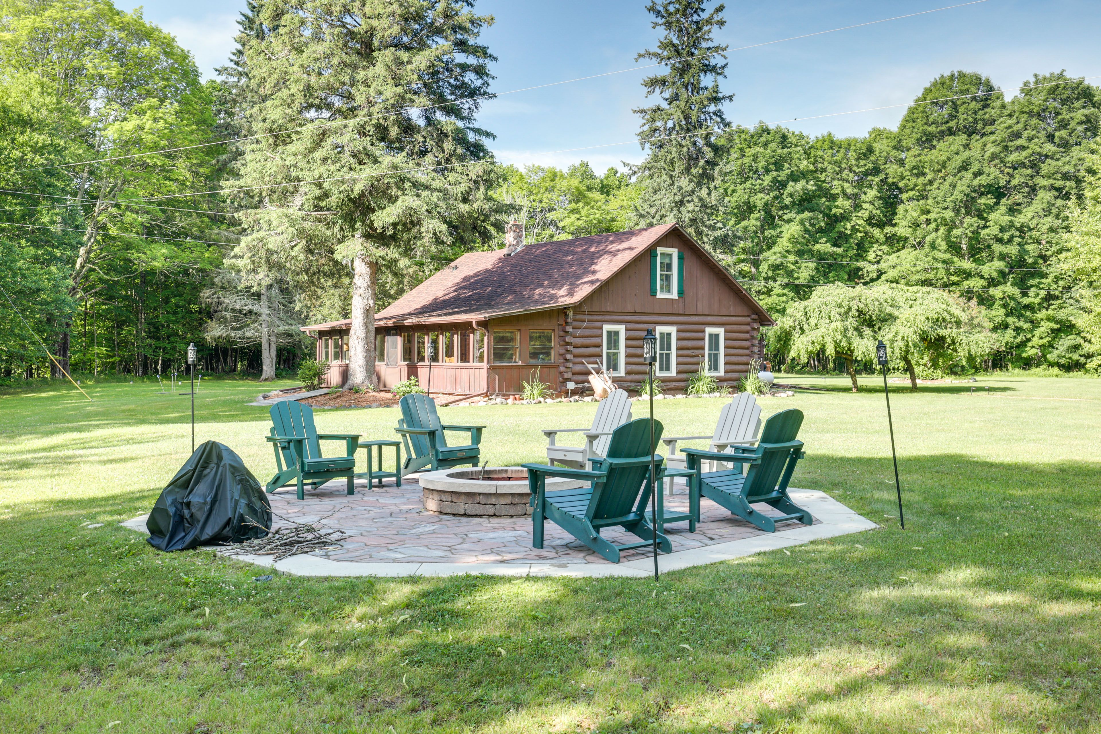 Spacious Yard | Wood-Burning Fire Pit w/ Seating (Shared w/ Other Rental)