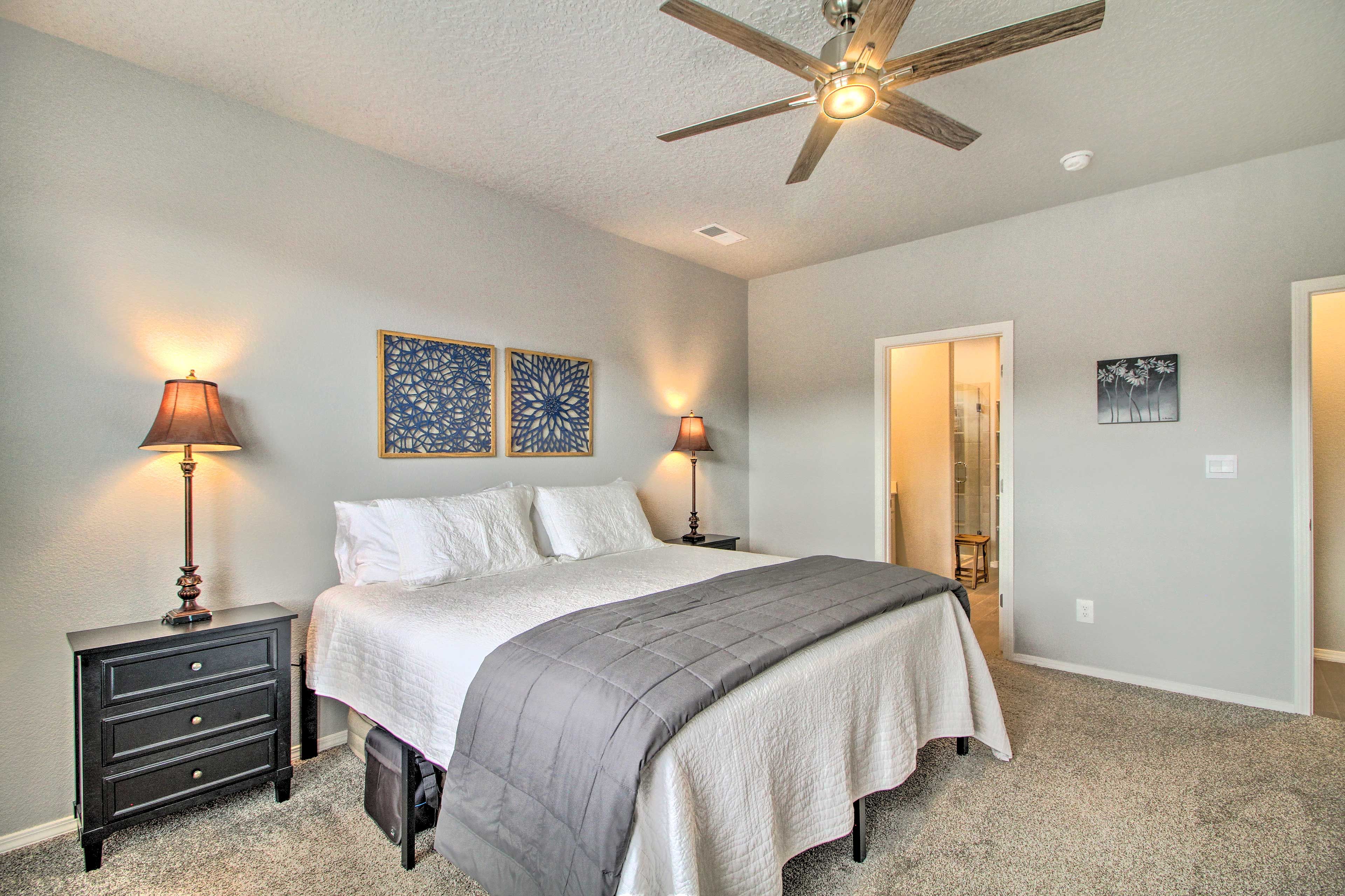 Bedroom 1 | King Bed | En-Suite Bathroom | Linens Provided