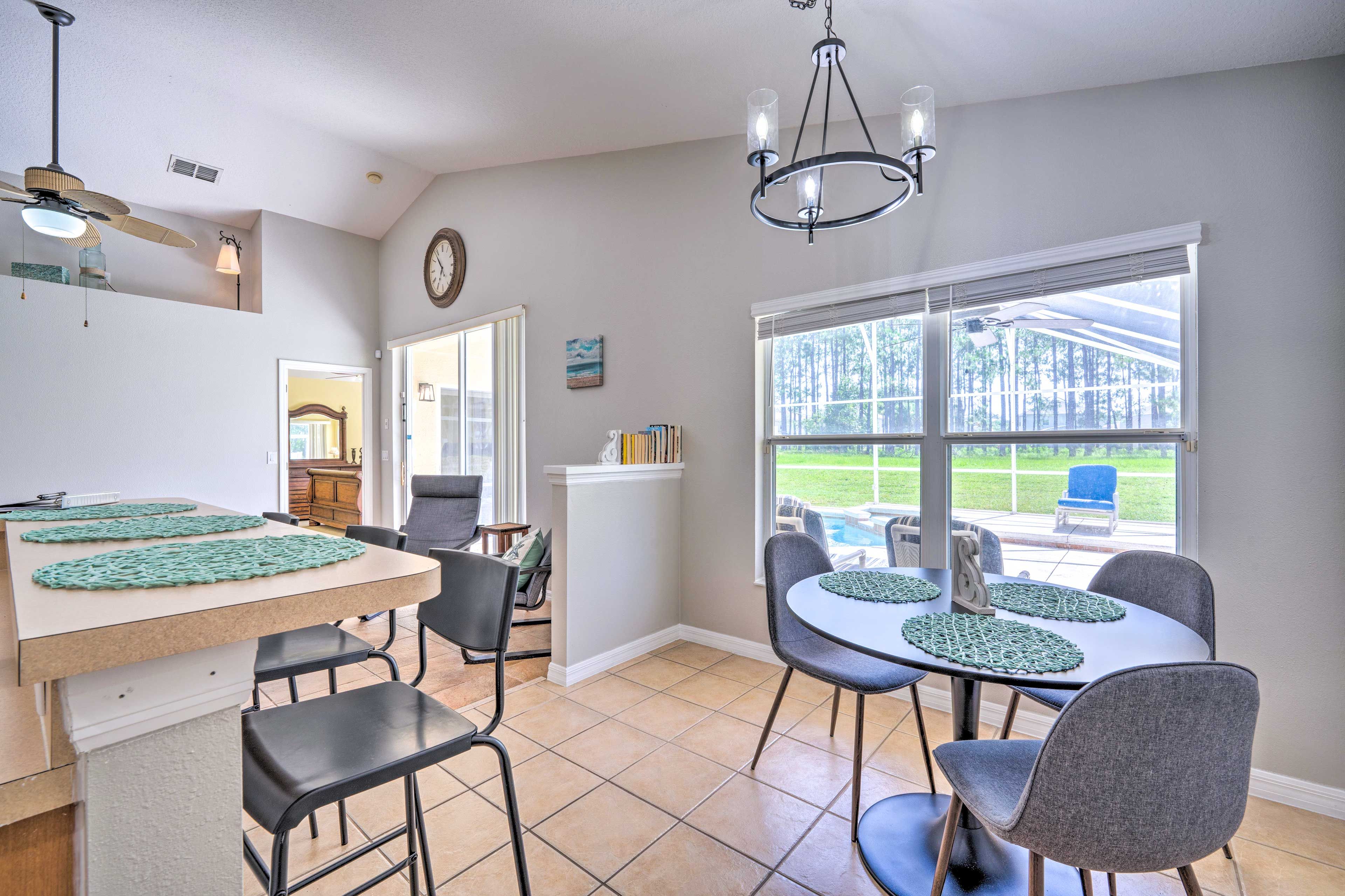 Dining Area | 3-Person Dining Table | Breakfast Bar | Dishware/Flatware