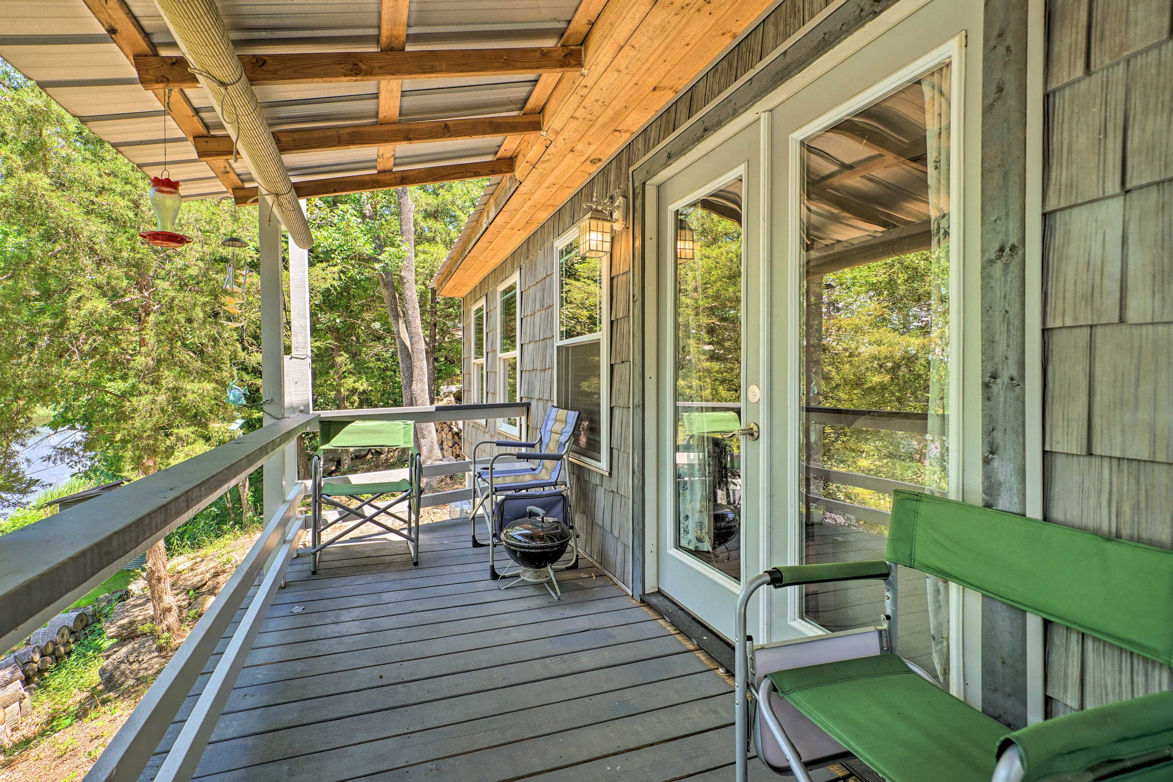 Covered Deck | Off Living Space | Portable Charcoal Grill