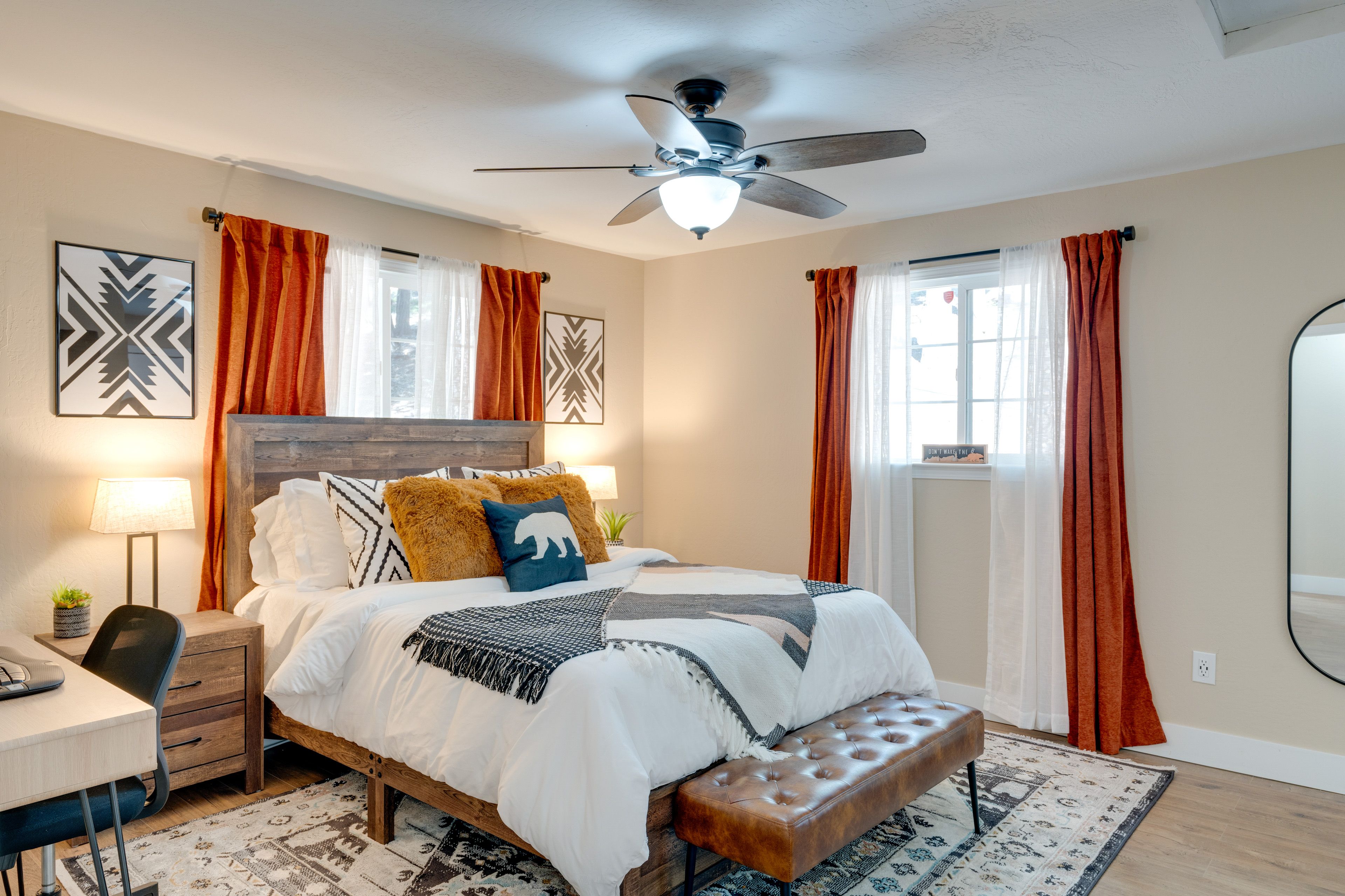 Bedroom 1 | Main Level | Queen Bed | Desk | Smart TV | Linens Provided