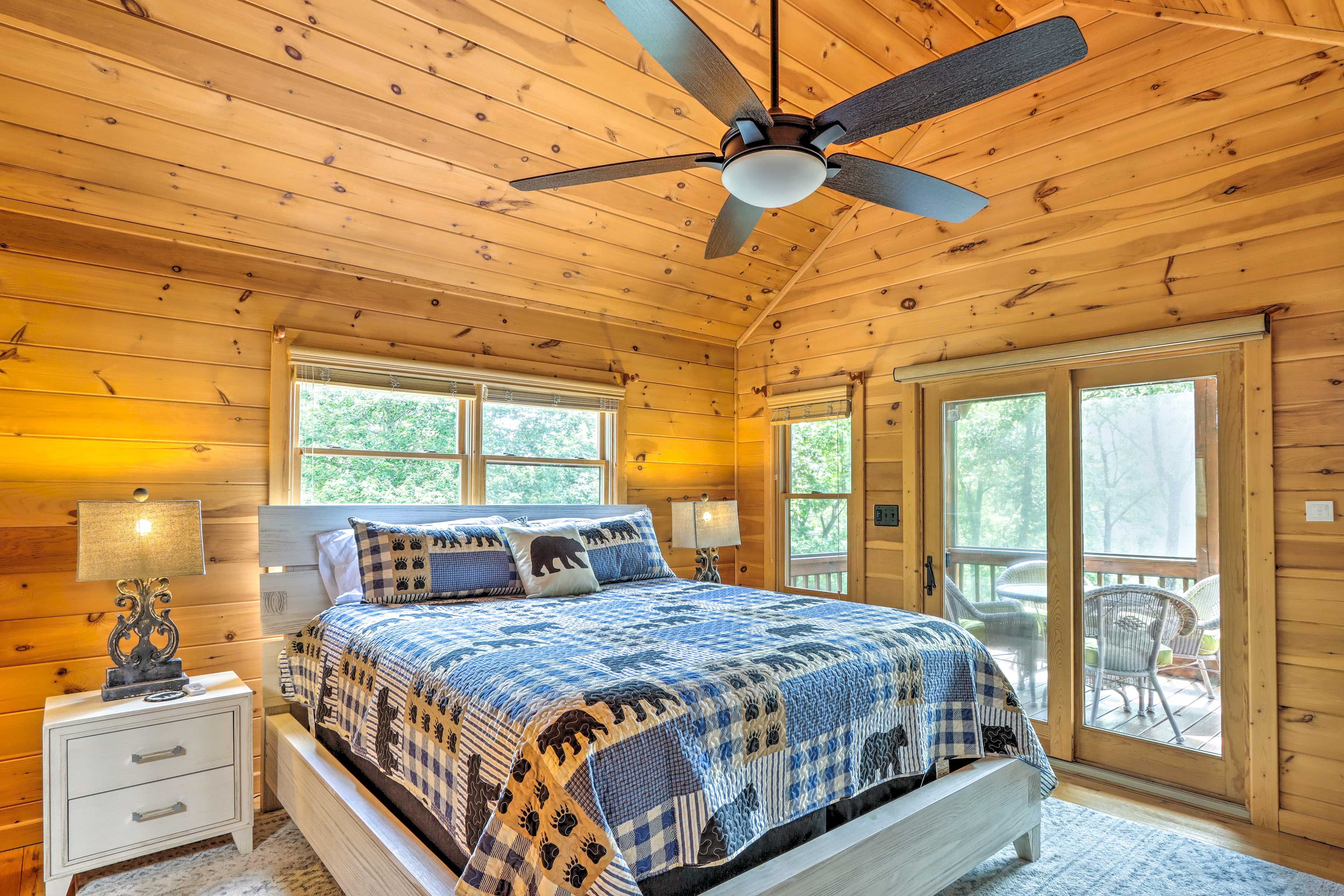 Bedroom 1 | California King Bed | Smart TV w/ Cable | Private Screened-In Porch