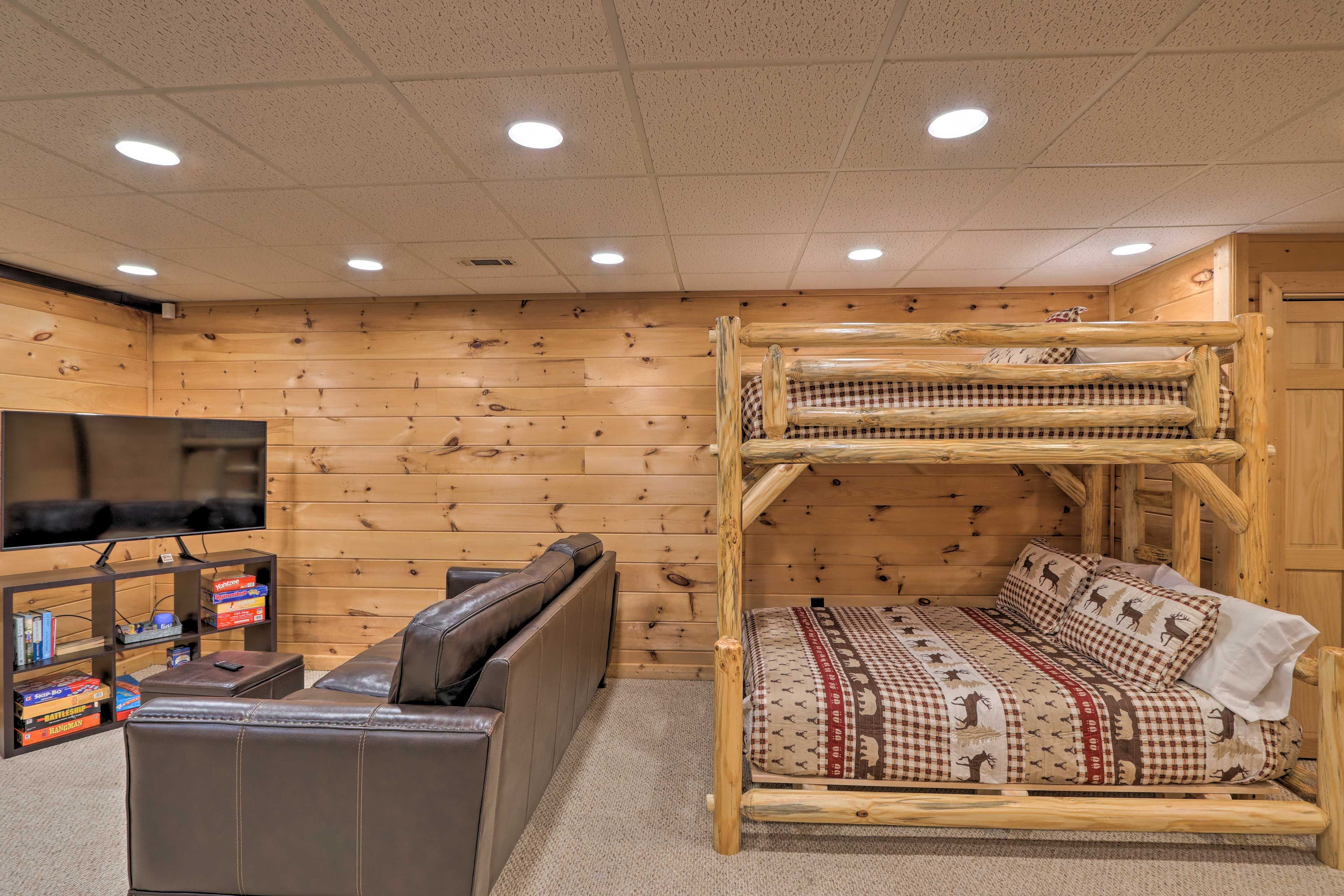 Living Room | Twin/Full Bunk Bed | Smart TV w/ Cable | Board Games