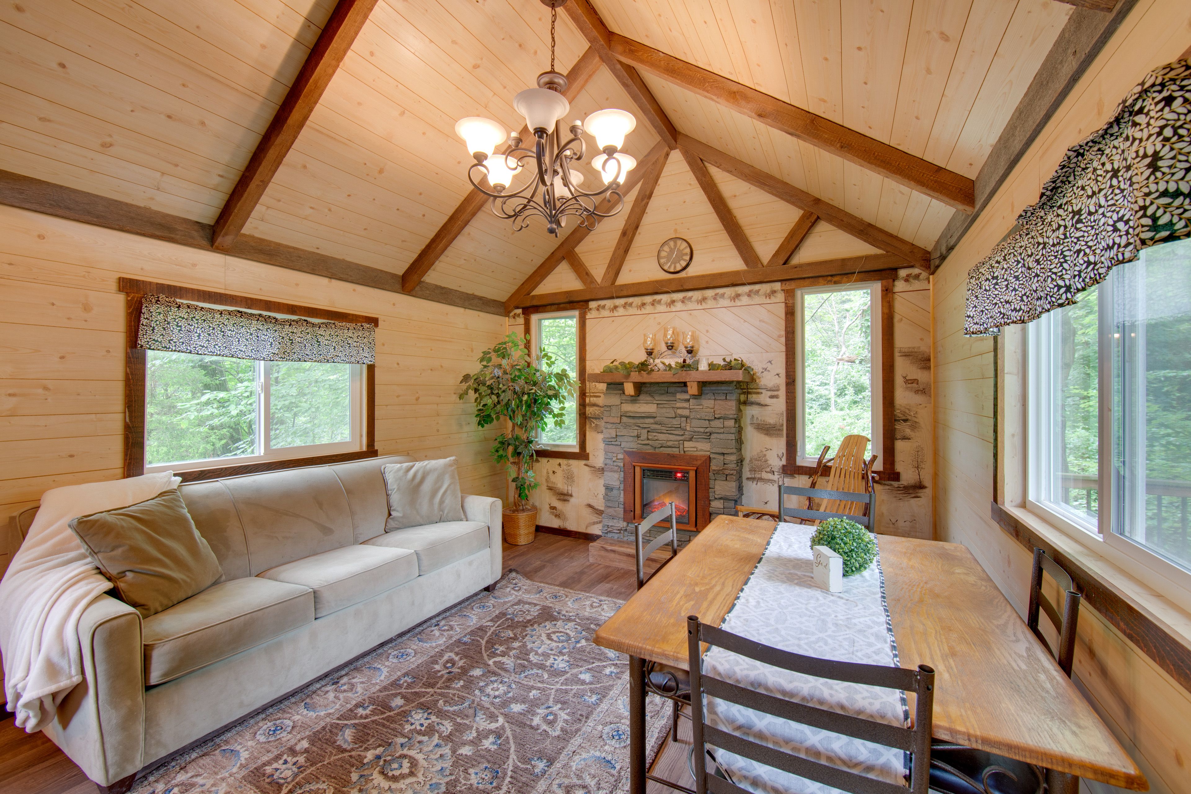 Studio | Full Sleeper Sofa | Fireplace | Dining Area