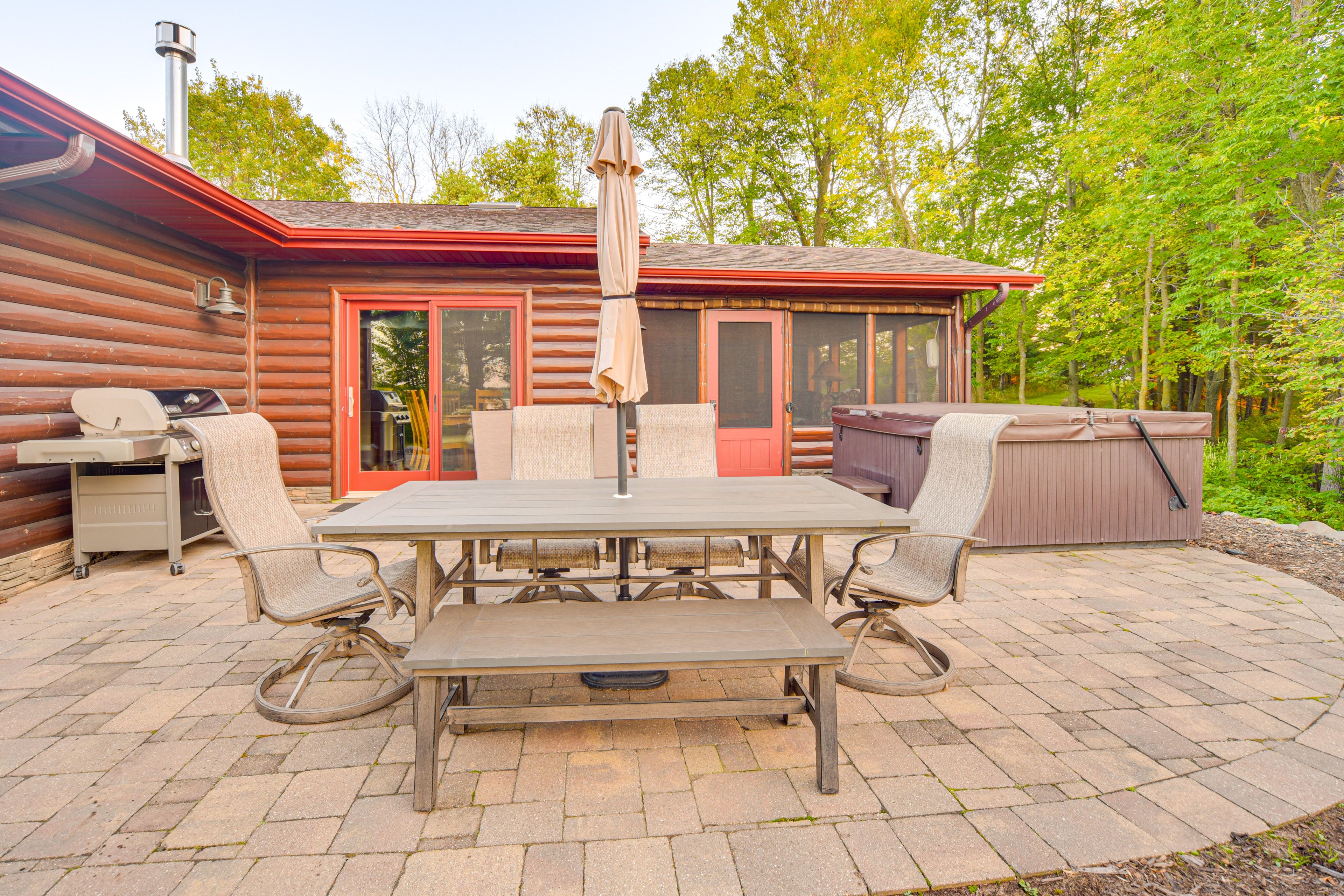 Main House Patio | Private Hot Tub | Grill | Outdoor Dining Area