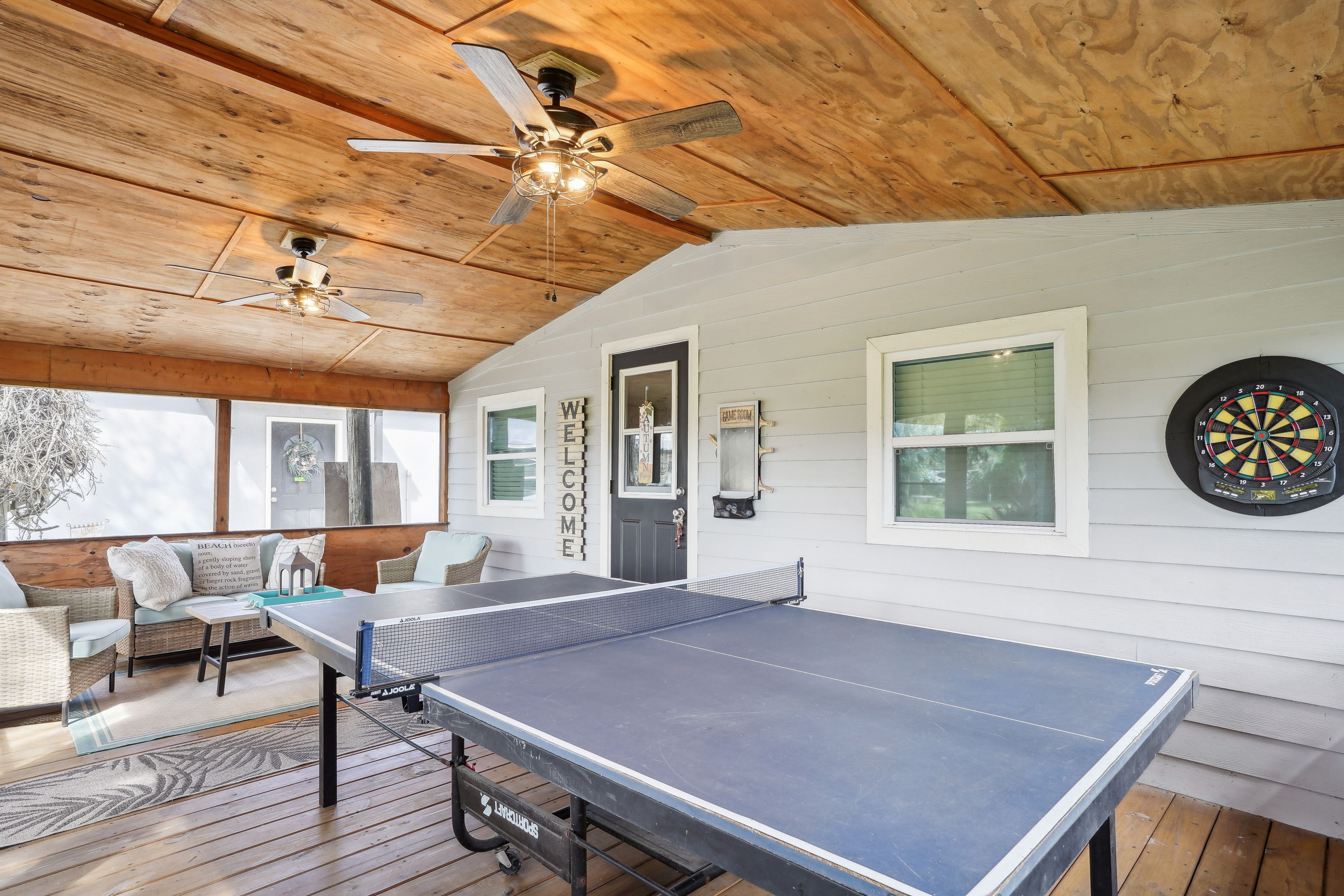 Front Porch | Ping Pong Table | Dart Board | Patio Furniture