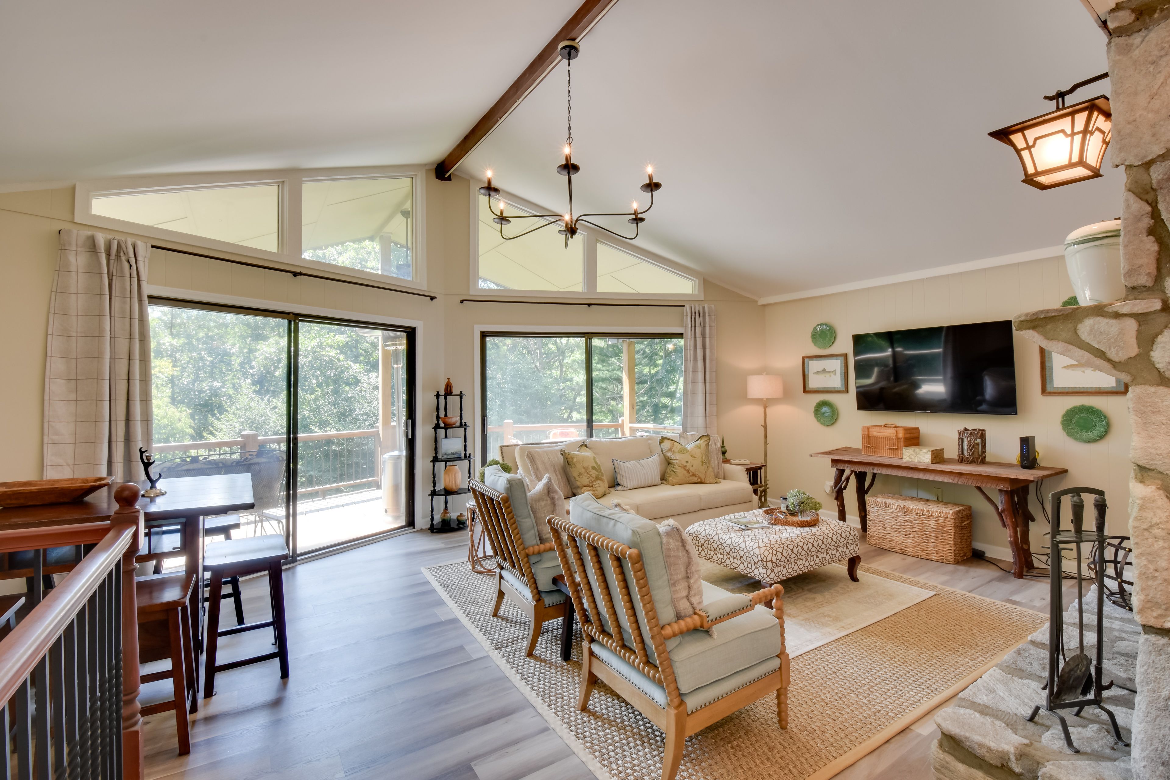 Living Room | Main Level | Smart TV | Wood-Burning Fireplace