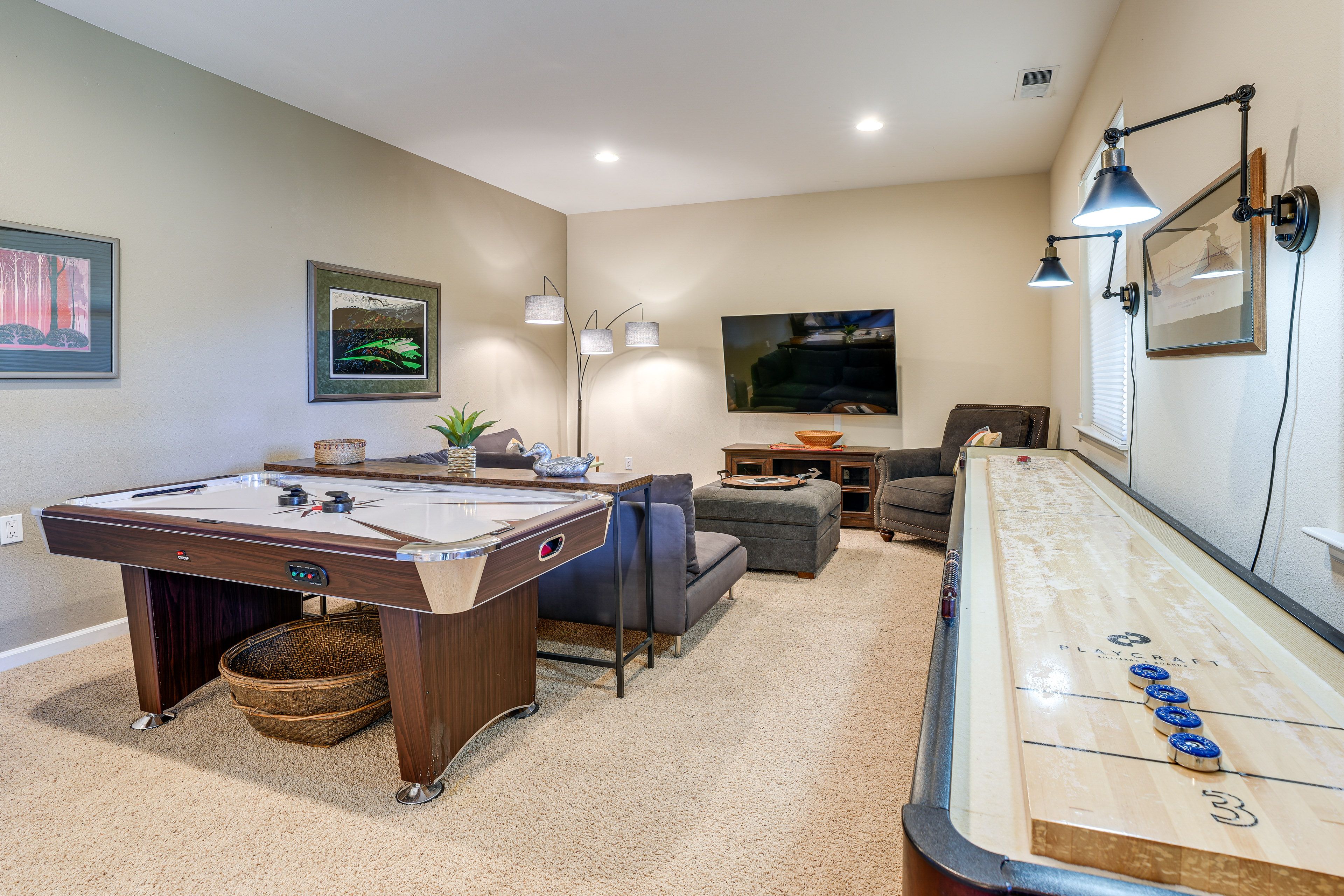 Game Room | 1st-Floor Bedroom/Bathroom | Free WiFi | Towels & Linens