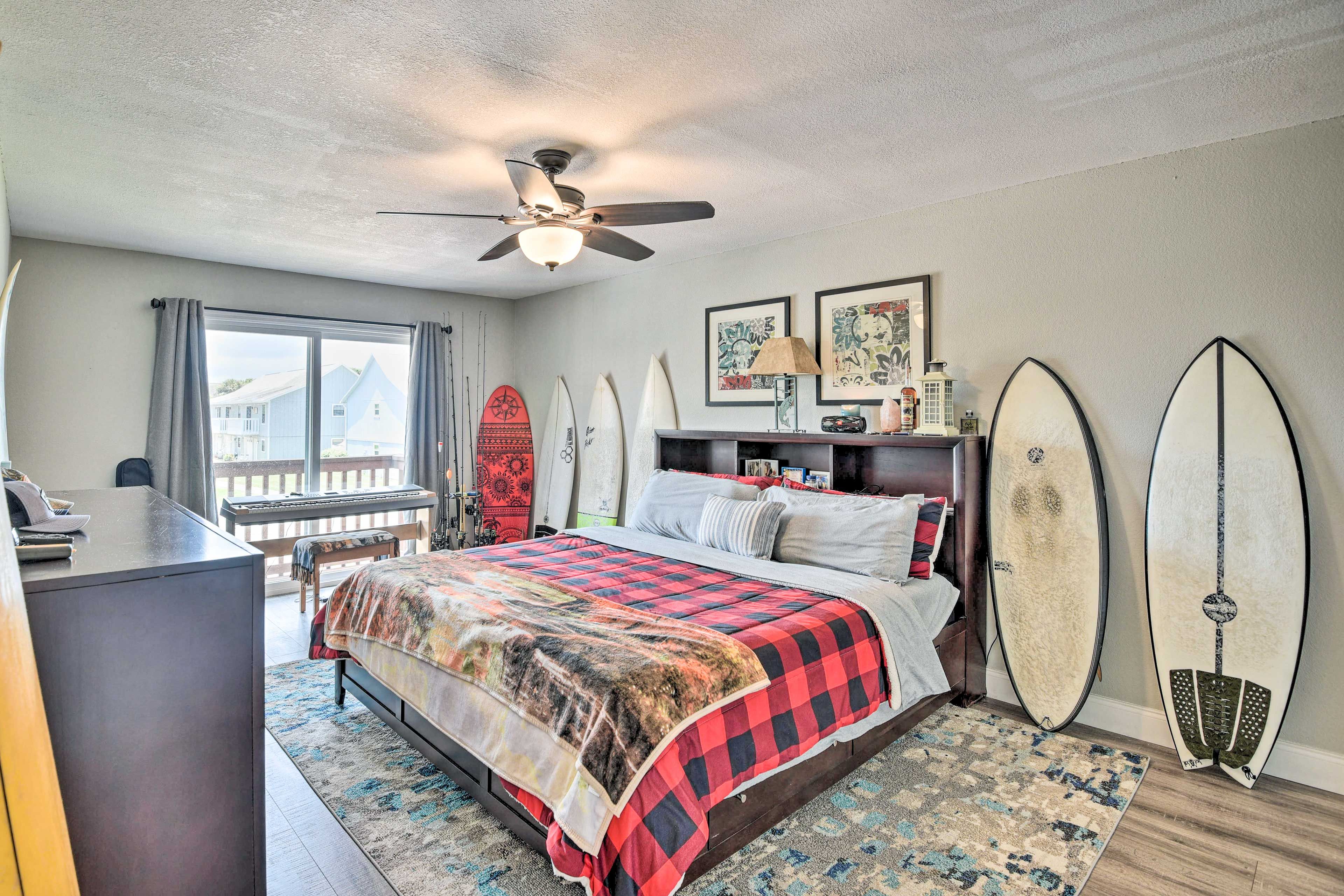 Bedroom 1 | Upper Level | King Bed | Linens Provided | Balcony Access